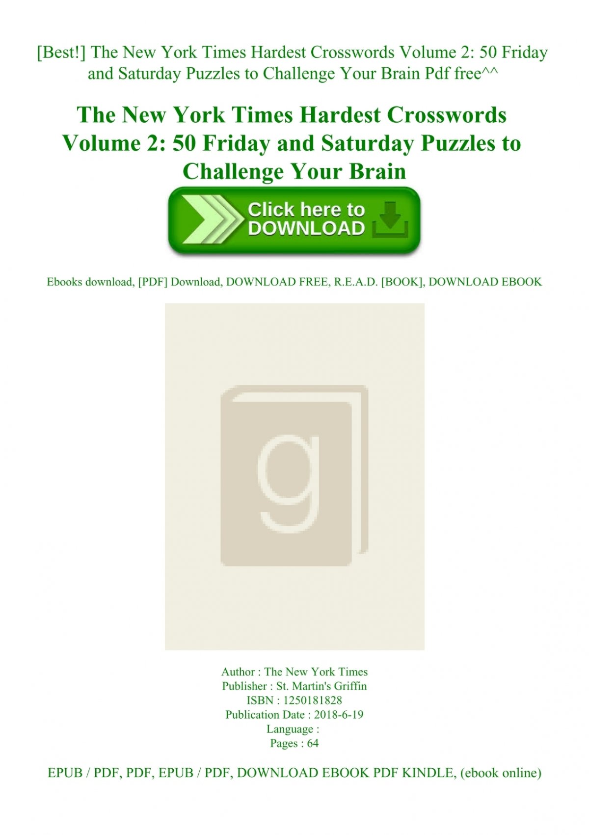Best The New York Times Hardest Crosswords Volume 2 50 Friday and