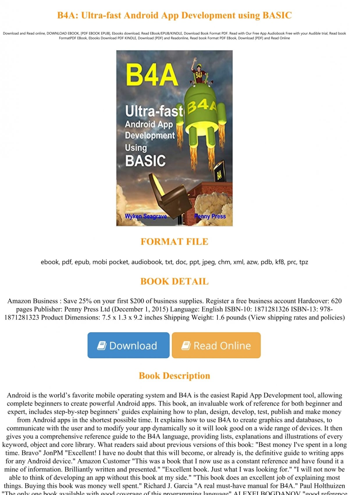 Download Ebook B4a Ultra Fast Android App Development Using Basic Full Acces