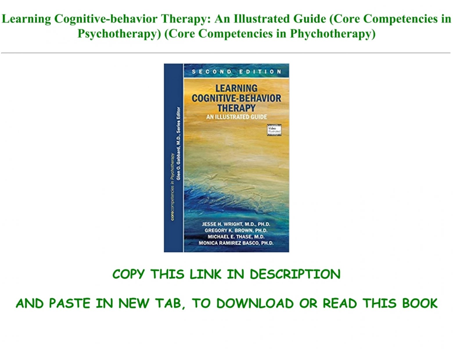 learning cognitive-behavior therapy an illustrated guide free download
