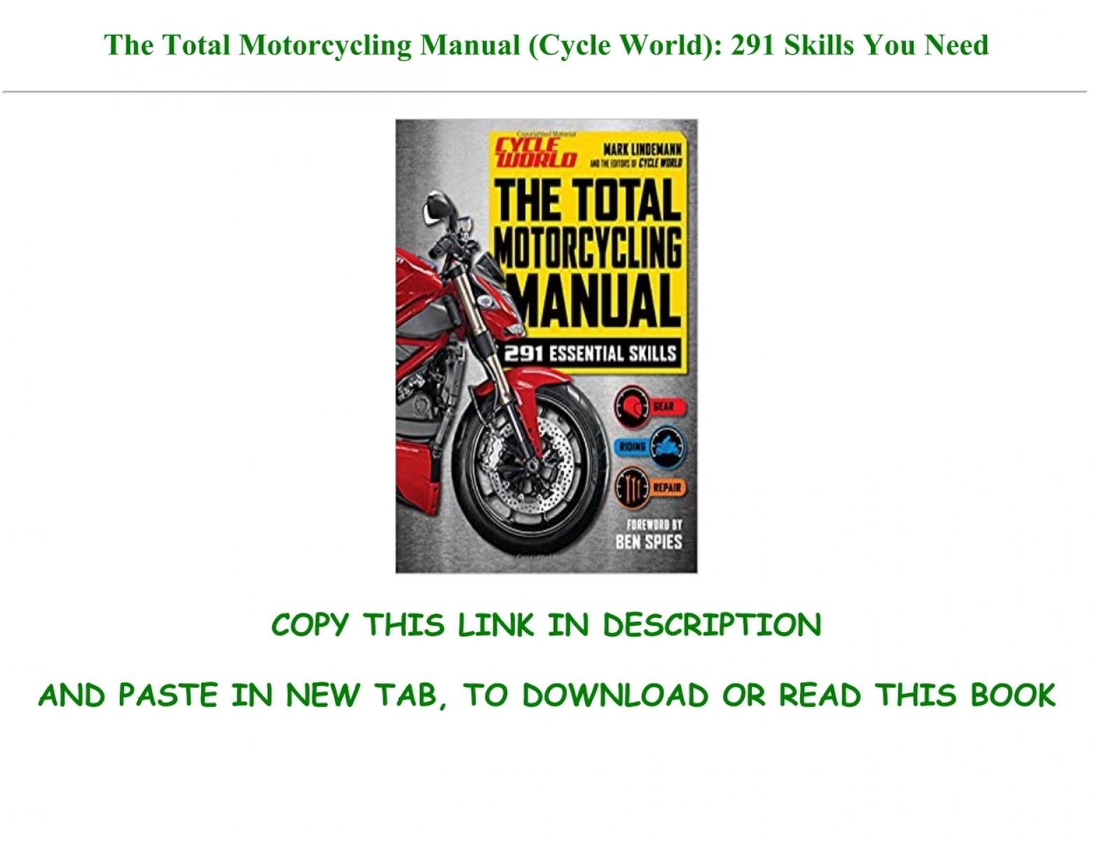 Free Download The Total Motorcycling Manual Cycle World 291 Skills You Need Full Pdf Online