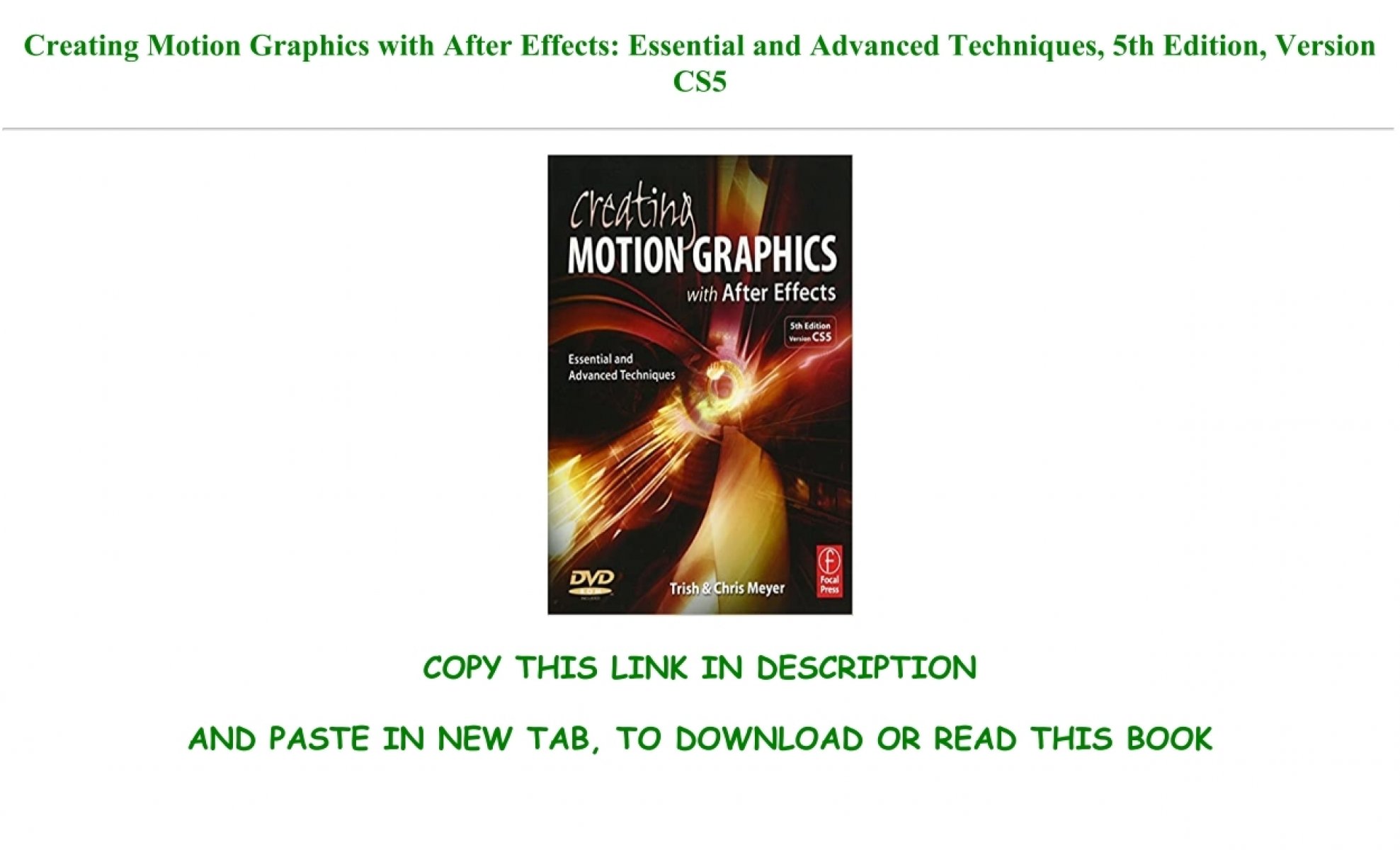 creating motion graphics with after effects 5th edition free download