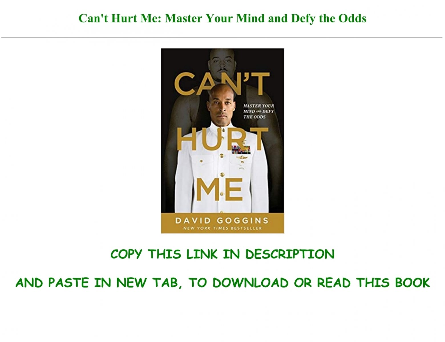 SUMMARY OF CAN'T HURT ME: Master Your Mind and Defy the Odds by Unknown
