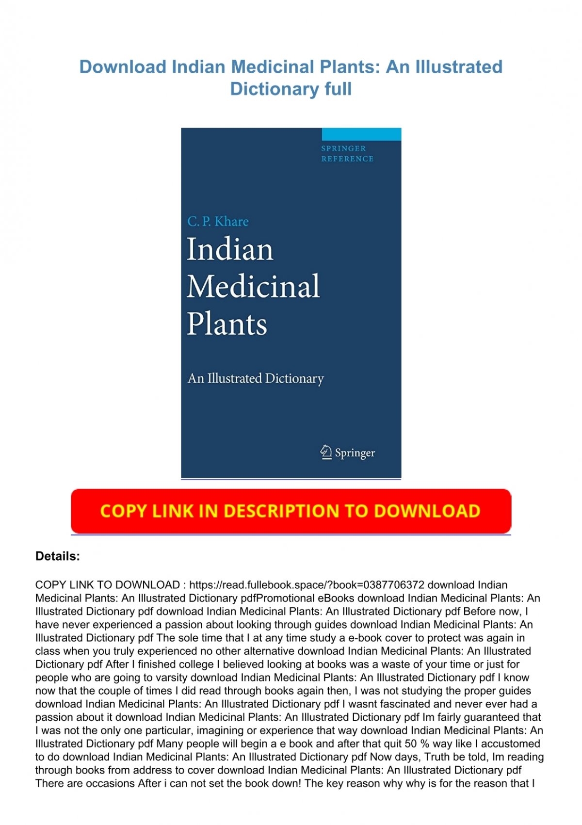 indian medicinal plants an illustrated dictionary free download