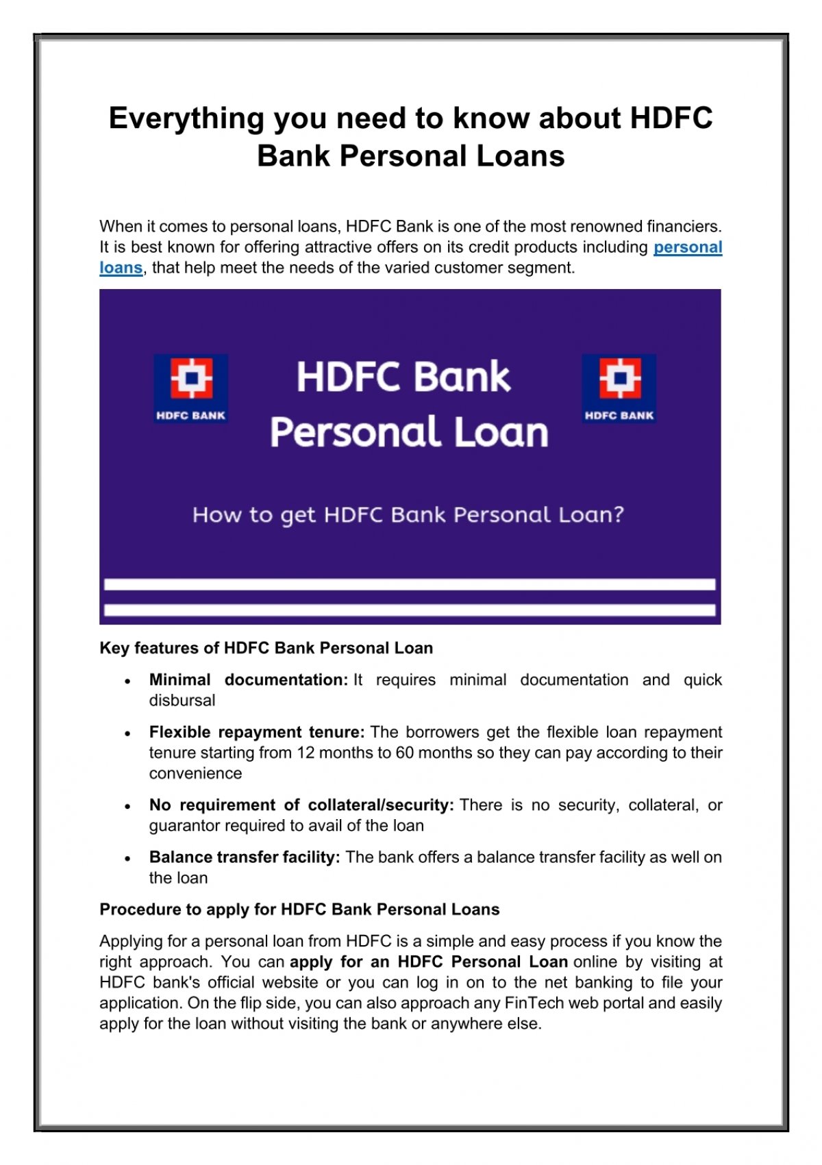 Everything You Need To Know About Hdfc Bank Personal Loans 3147