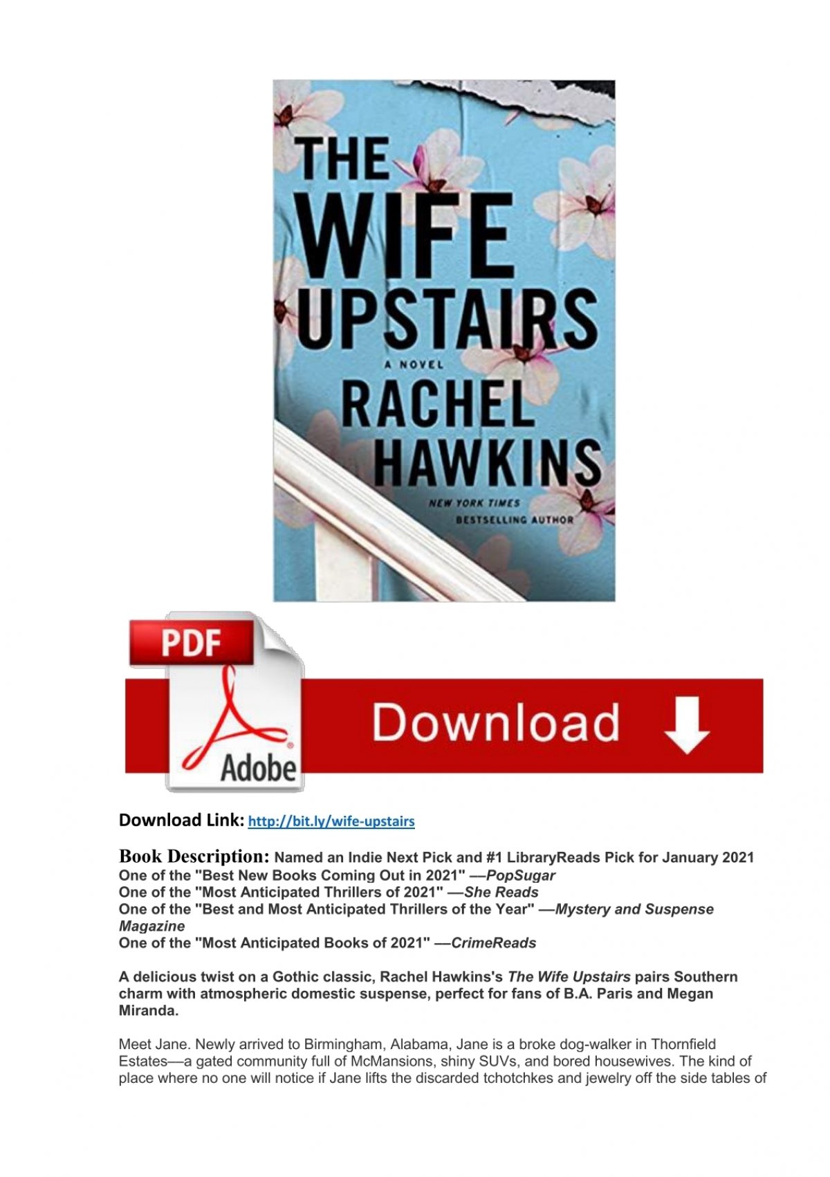 Full Book Pdf Download The Wife Upstairs A Novel By Rachel Hawkins