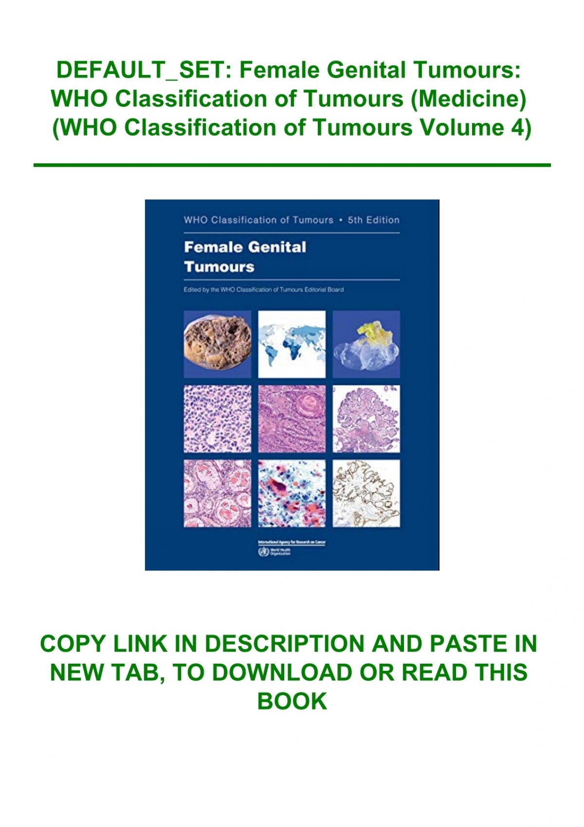 Read Pdf Default Set Female Genital Tumours Who Classification Of Tumours Medicine Who
