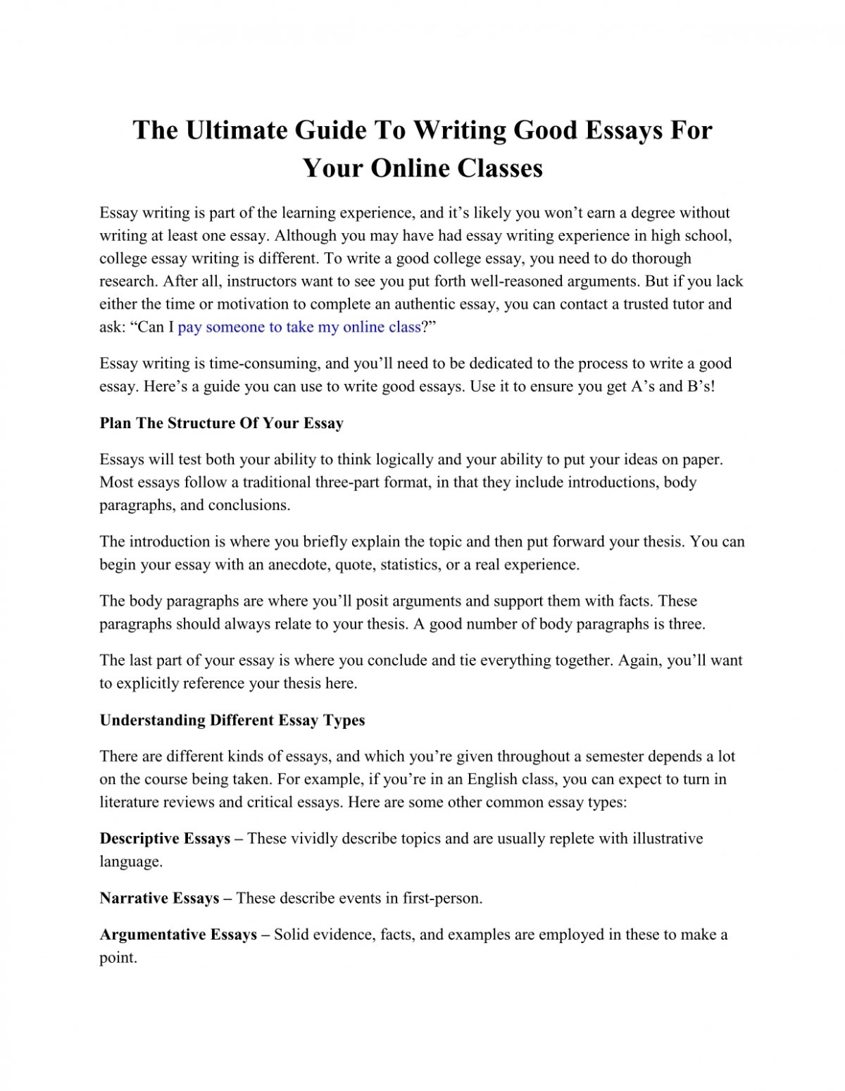 online essay writing classes