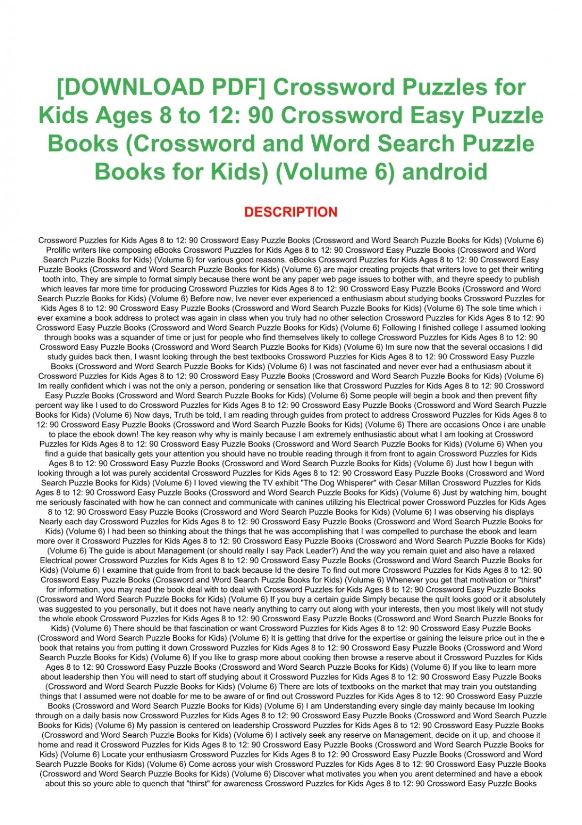 DOWNLOAD PDF Crossword