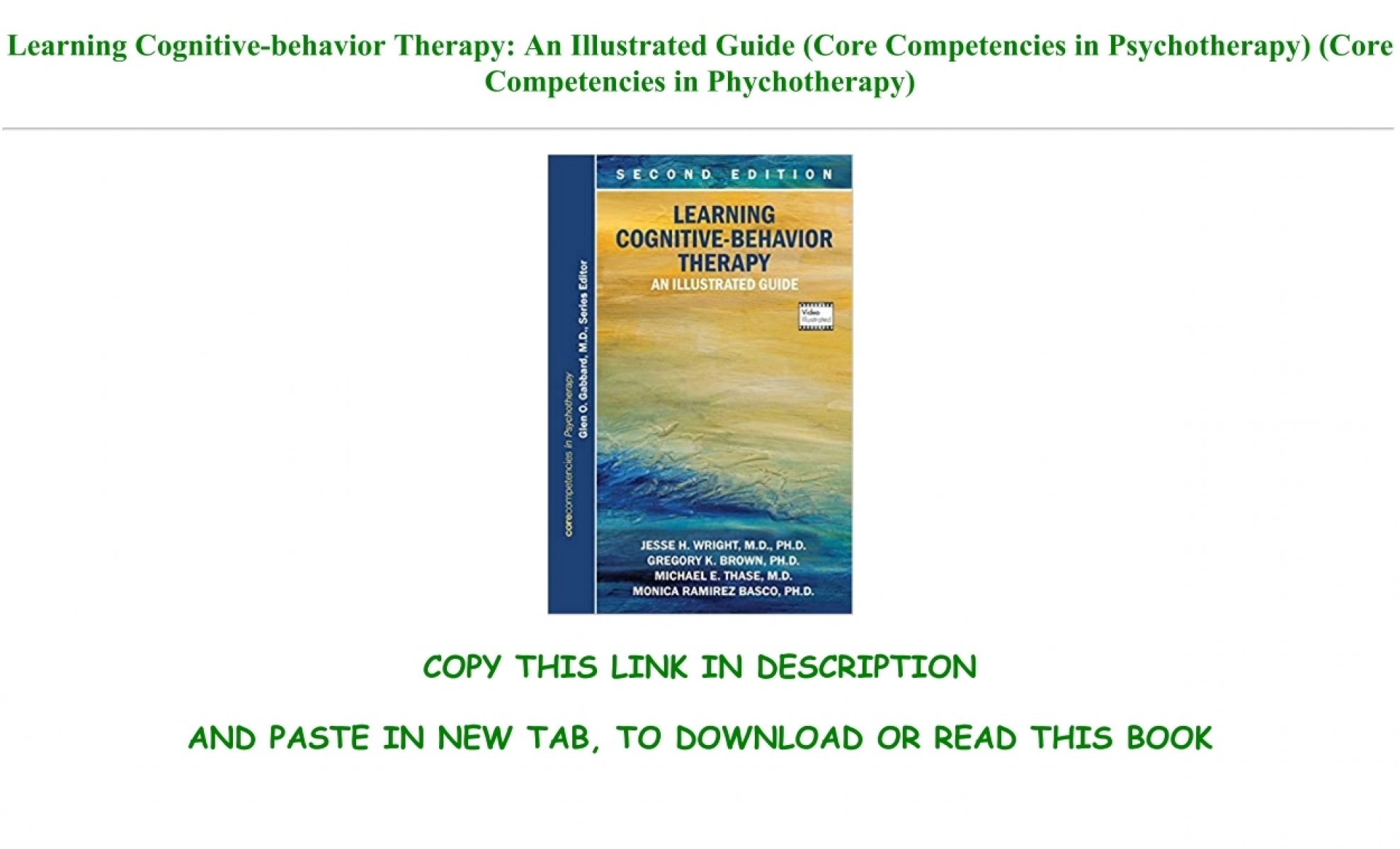learning cognitive behavior therapy an illustrated guide pdf download