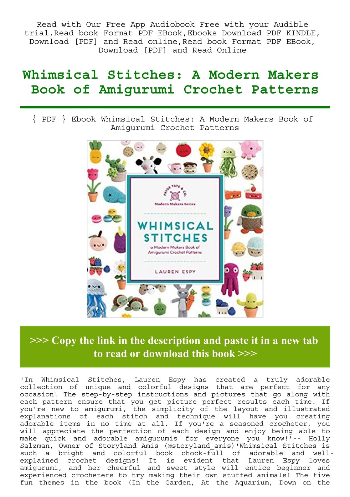 Stream *DOWNLOAD$$ 💖 Whimsical Stitches: A Modern Makers Book of Amigurumi  Crochet Patterns PDF Full by AnnieAshlynn