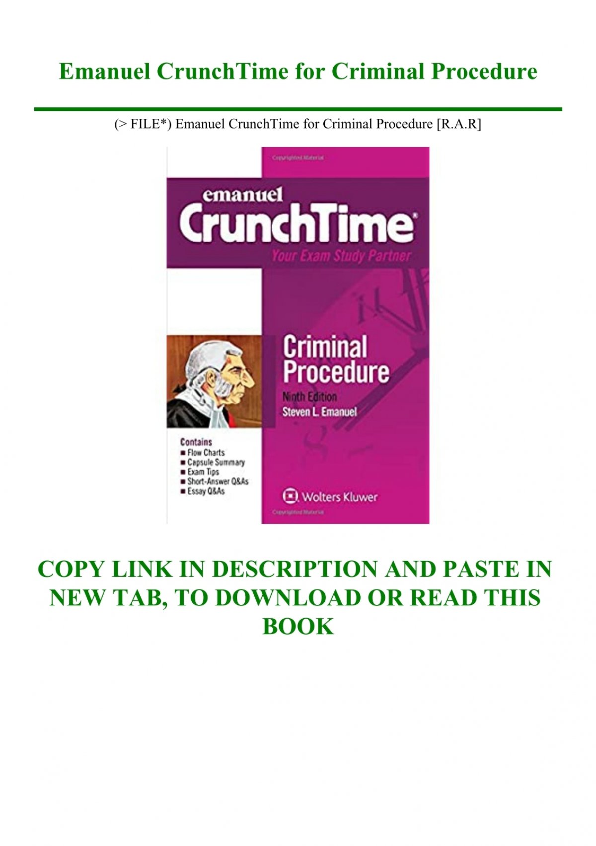P.D.F. FILE) Emanuel CrunchTime for Criminal Procedure [R.A.R]