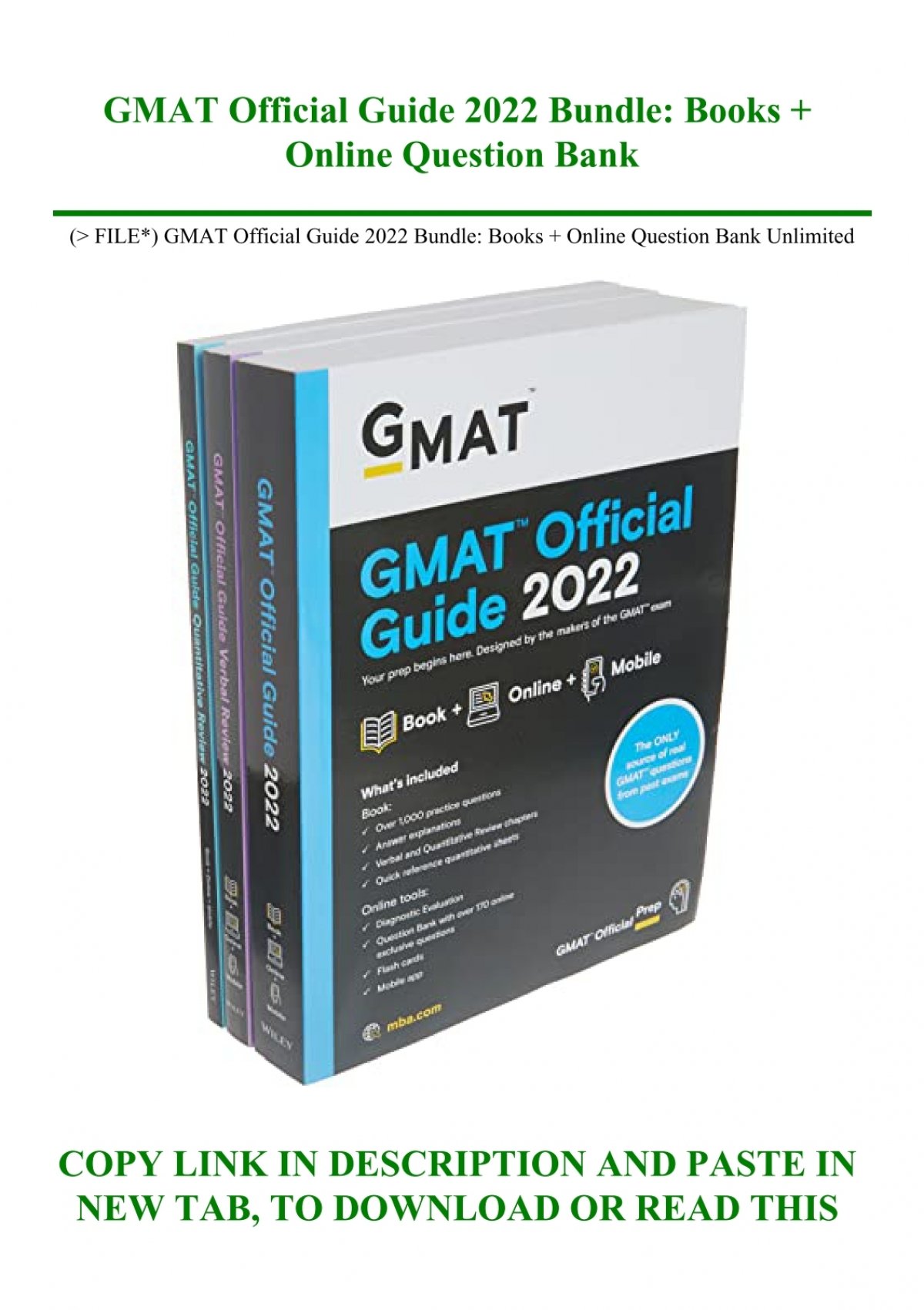 P.D.F. FILE) GMAT Official Guide 2022 Bundle Books + Online