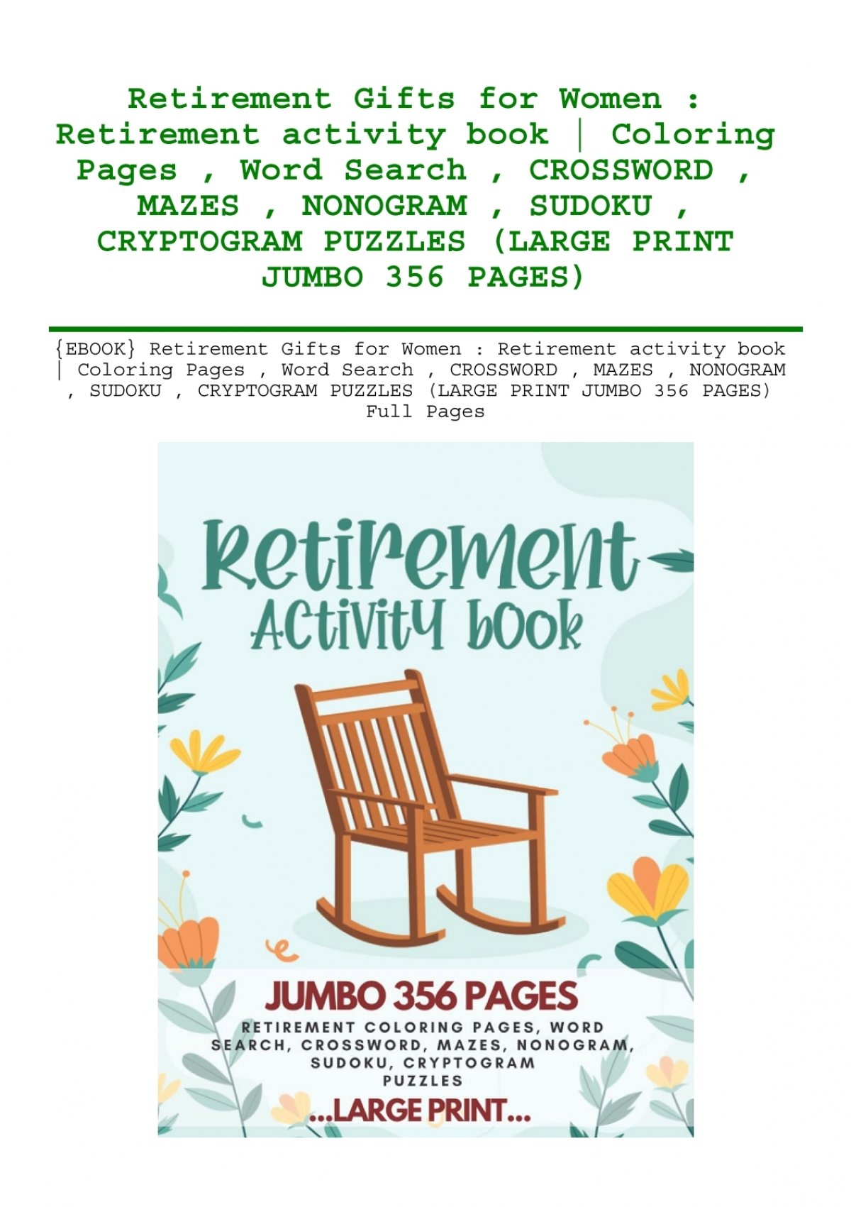 {EBOOK} Retirement Gifts for Women Retirement activity book Coloring