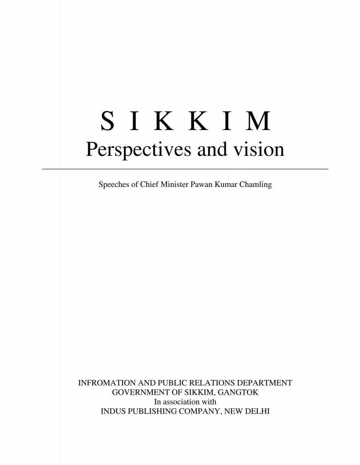 Sikkim Perspectives And Vision Pawan Chamling