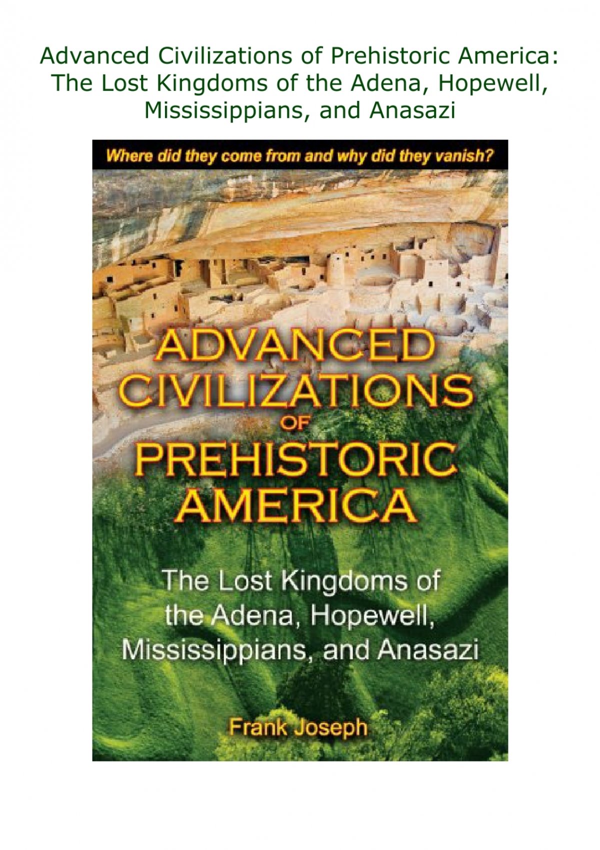 [pdf] ️download⚡️ Advanced Civilizations Of Prehistoric America The Lost Kingdoms Of The Adena