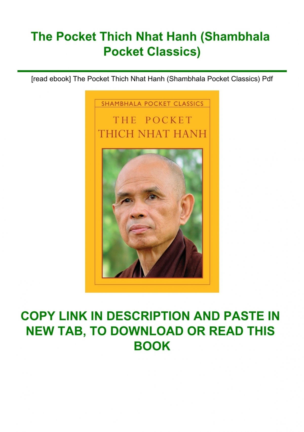 The Pocket Thich Nhat Hanh (Shambhala Pocket Classics)