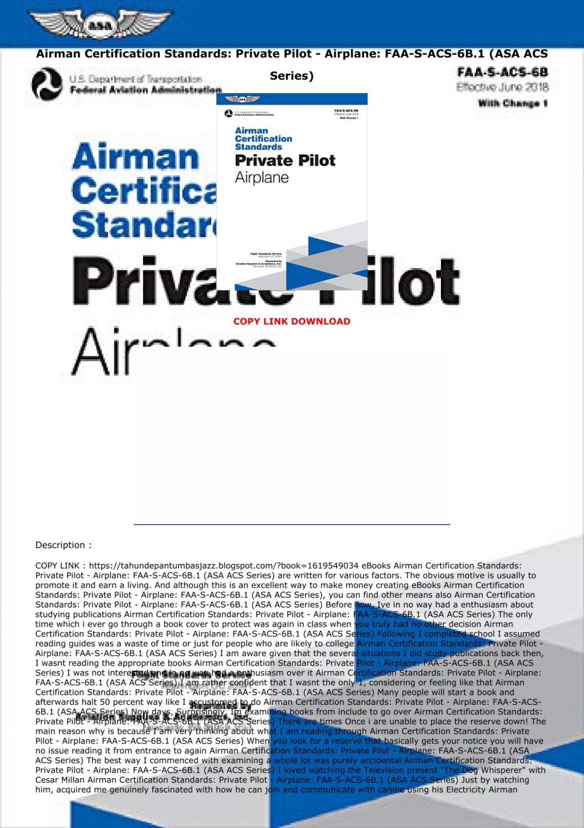 PDF DOWNLOAD Airman Certification Standards: Private Pilot Airplane