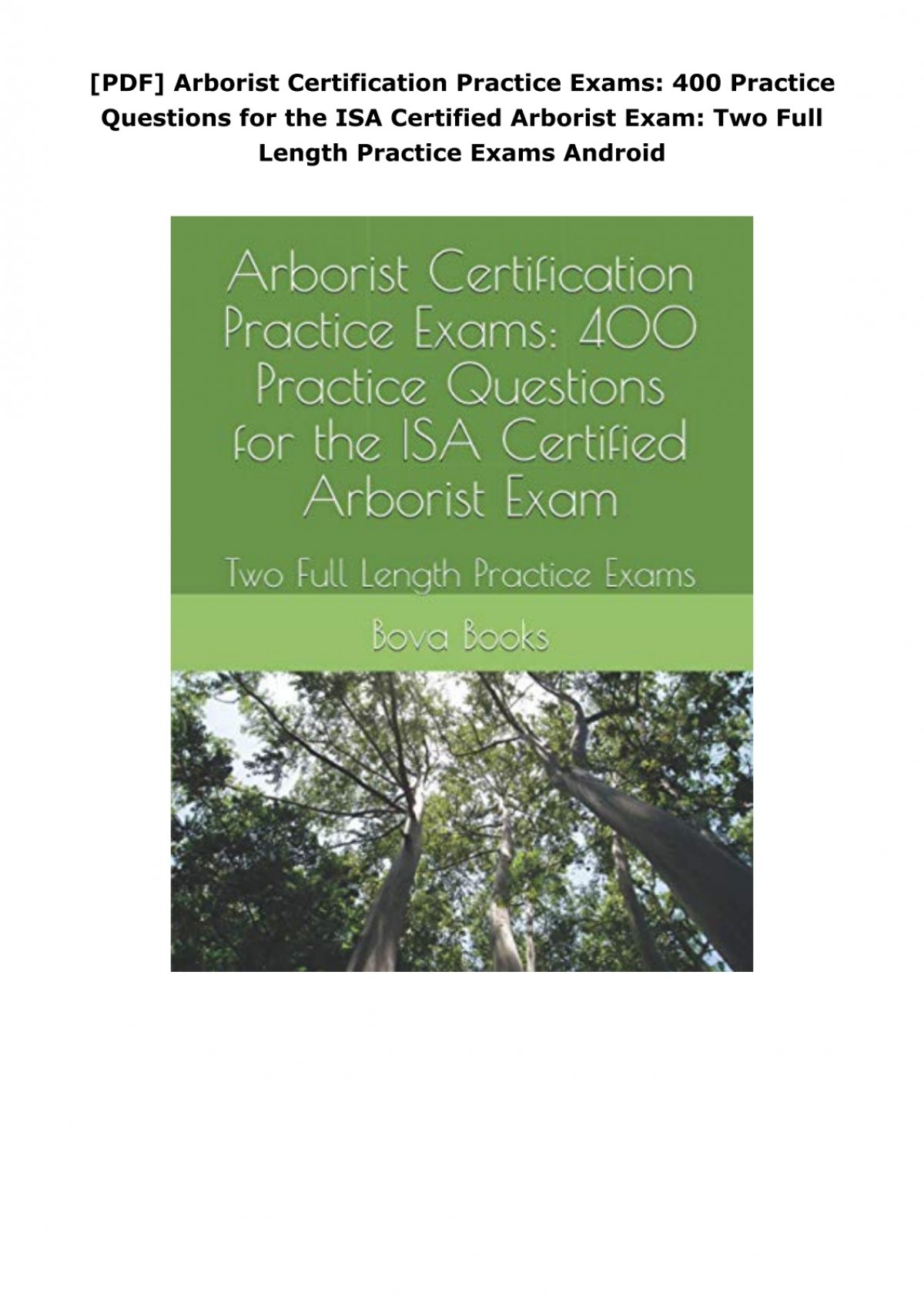 PDF Arborist Certification Practice Exams: 400 Practice Questions for