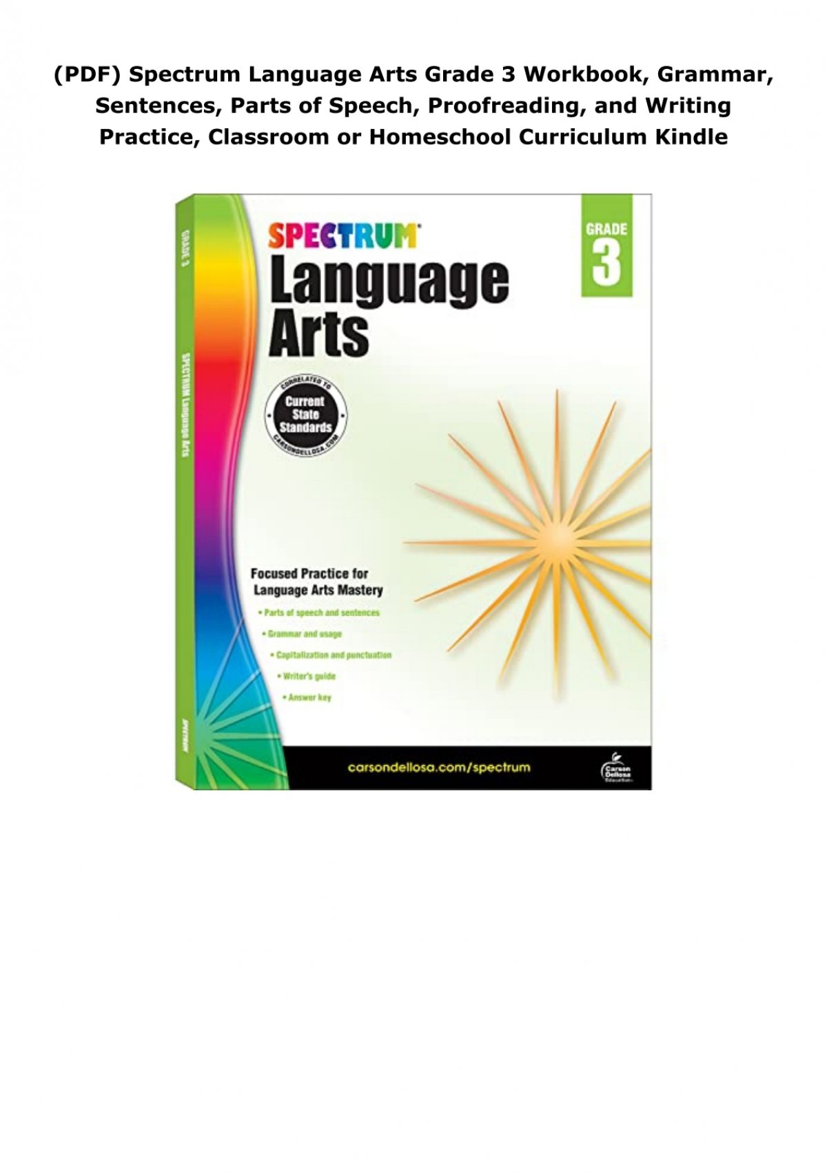 PDF) Spectrum Language Arts Grade 3 Workbook, Grammar, Sentences 