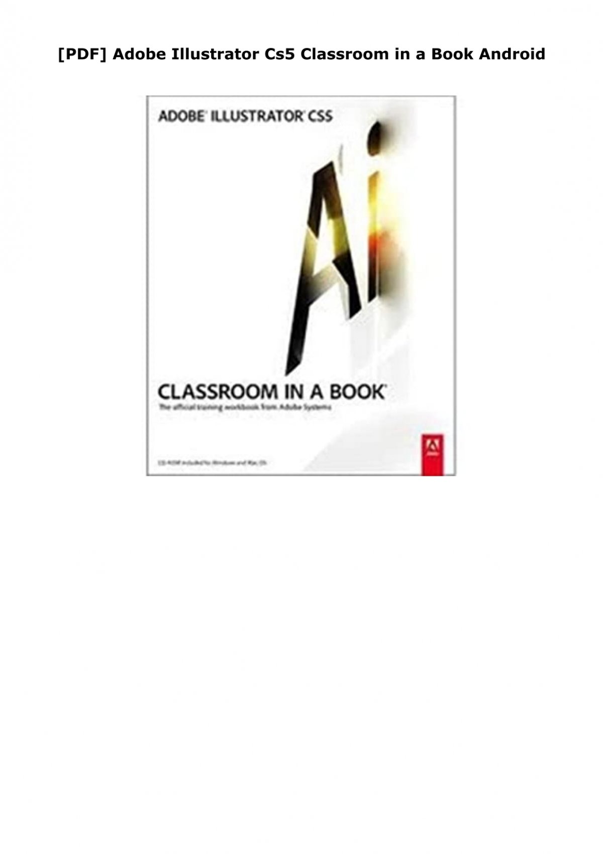 adobe illustrator cs5 classroom in a book pdf download