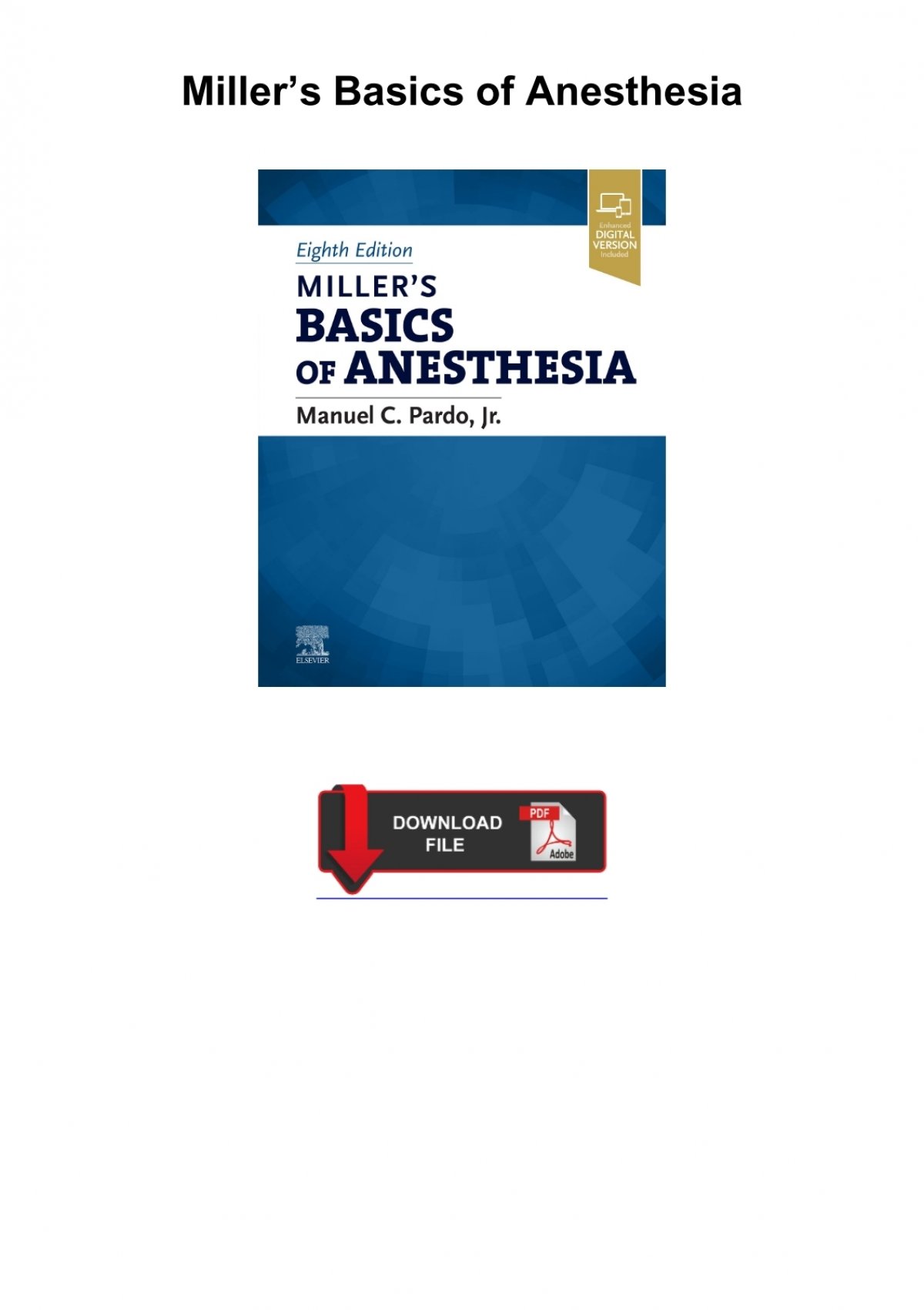 Download⚡️PDF❤️ Miller's Basics of Anesthesia