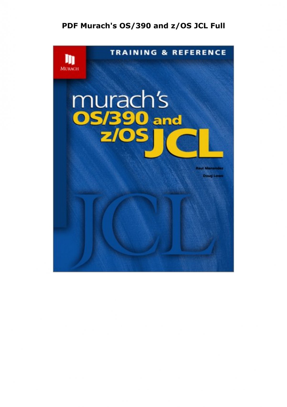 PDF Murach's OS/390 and z/OS JCL Full