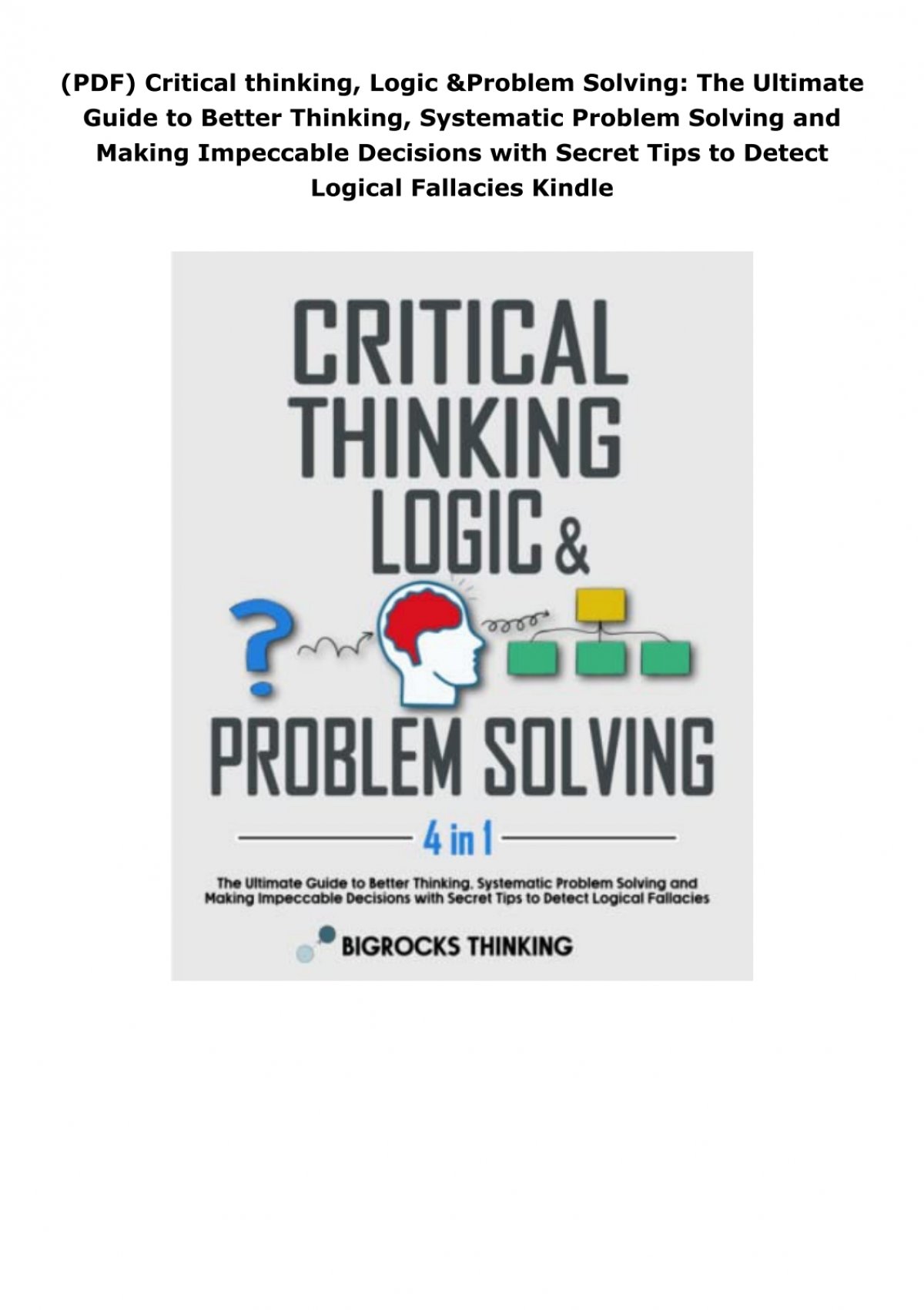 critical thinking logic and problem solving pdf