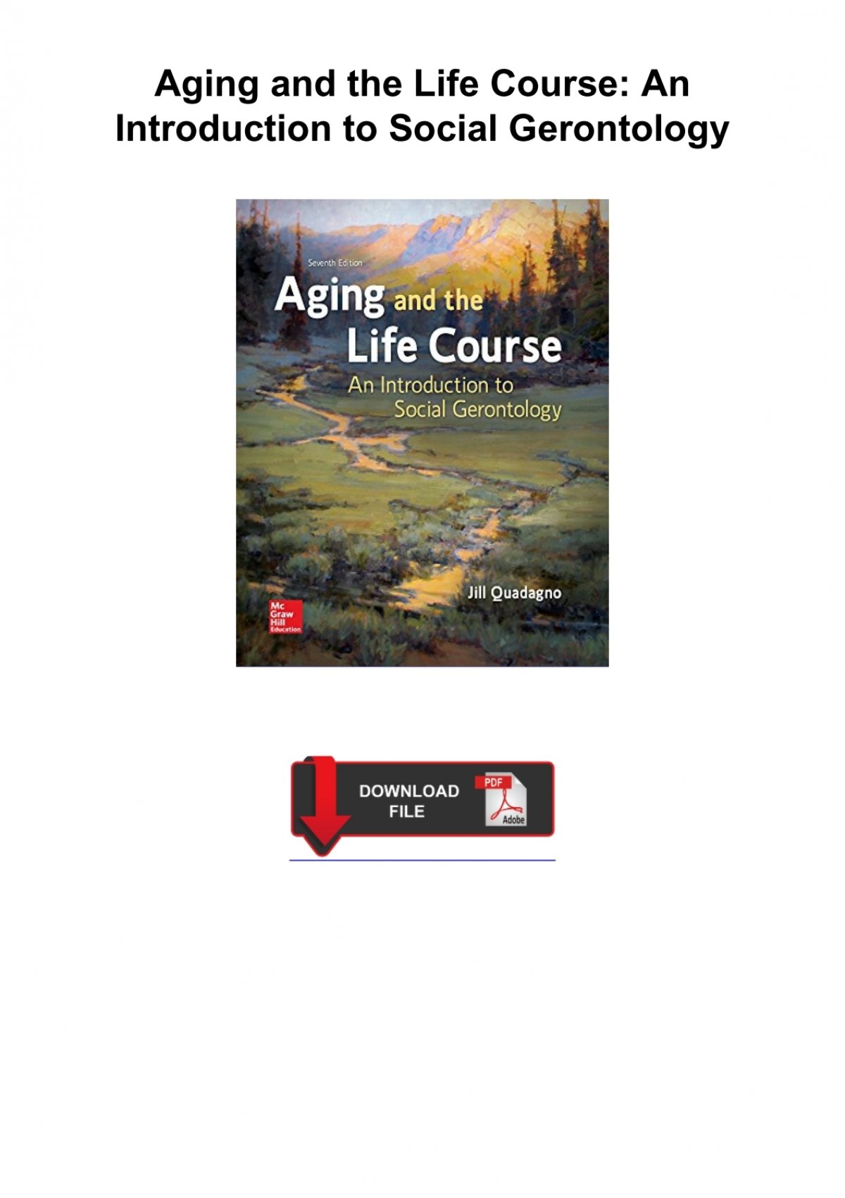 PDF]❤️DOWNLOAD⚡️ Aging and the Life Course: An Introduction to 
