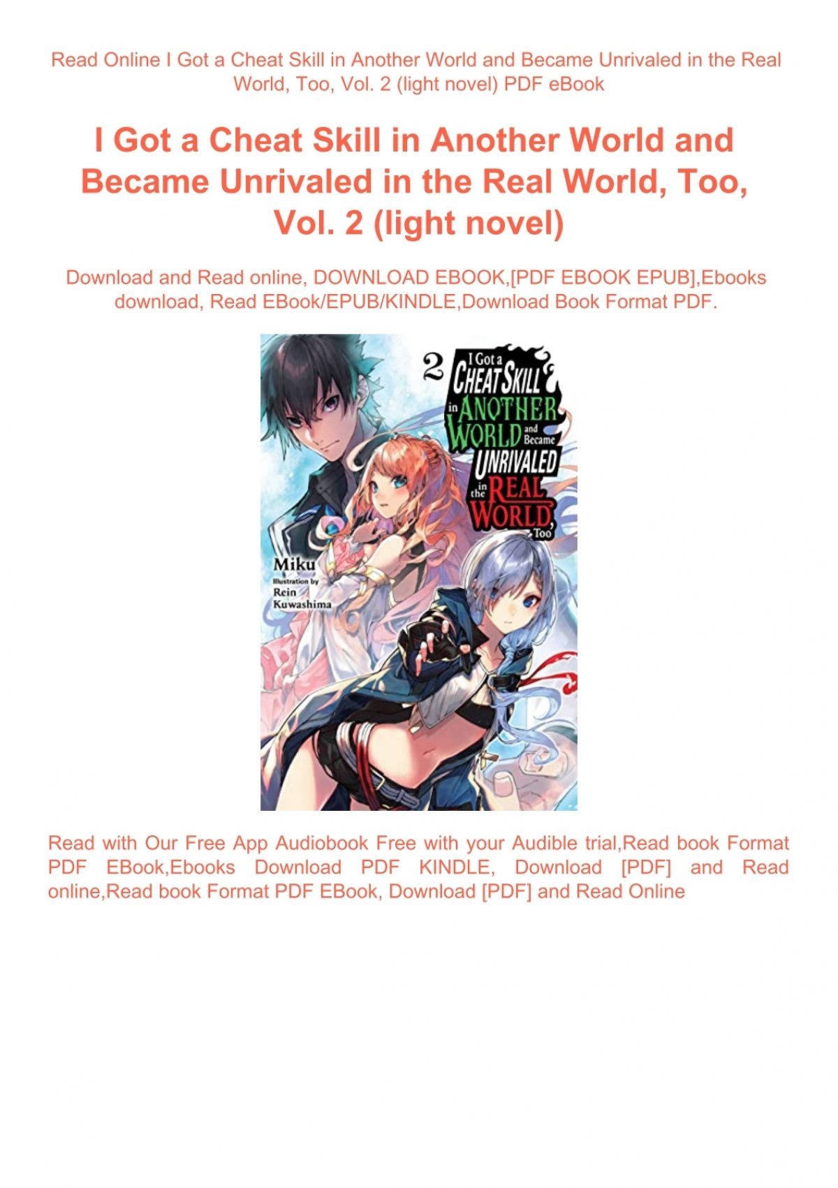 I Got a Cheat Skill in Another World and Became Unrivaled in The Real World,  Too, Vol. 1 (manga) - ePub - Compra ebook na