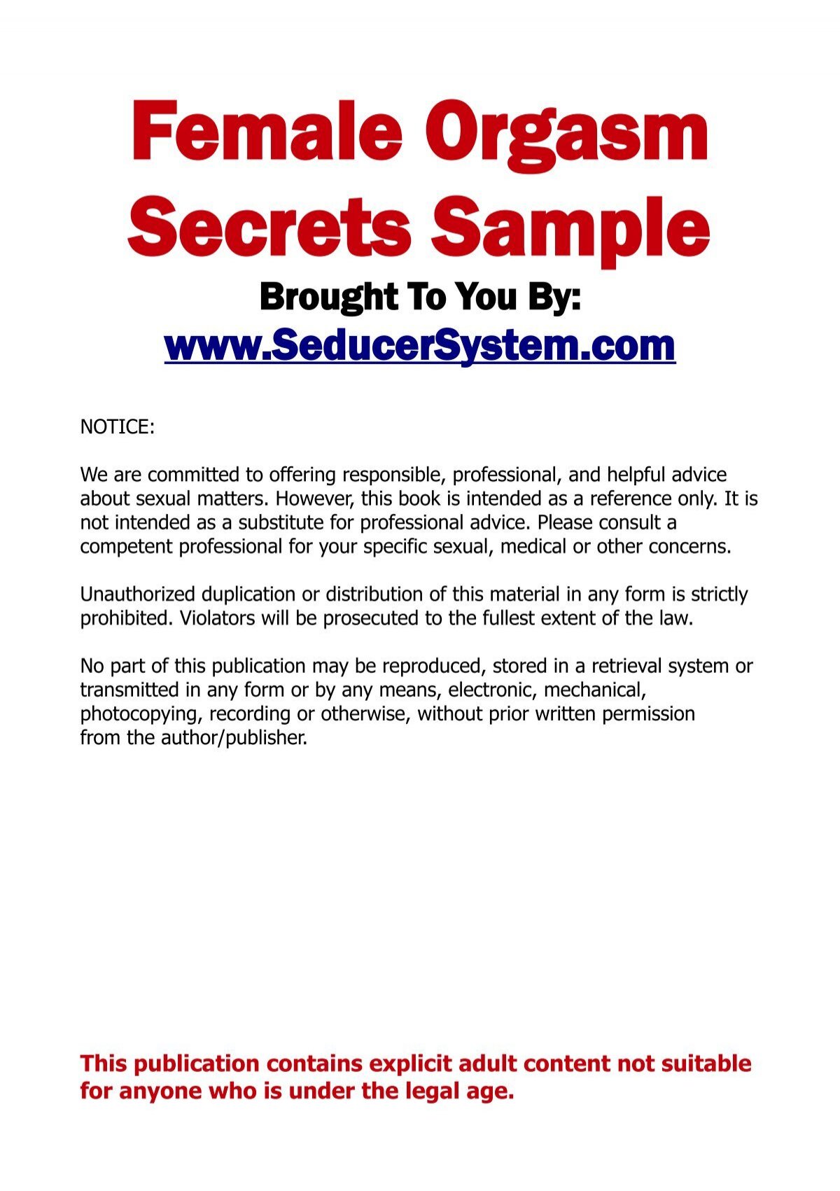 Download Female Orgasm Secrets Sample The Seducer System