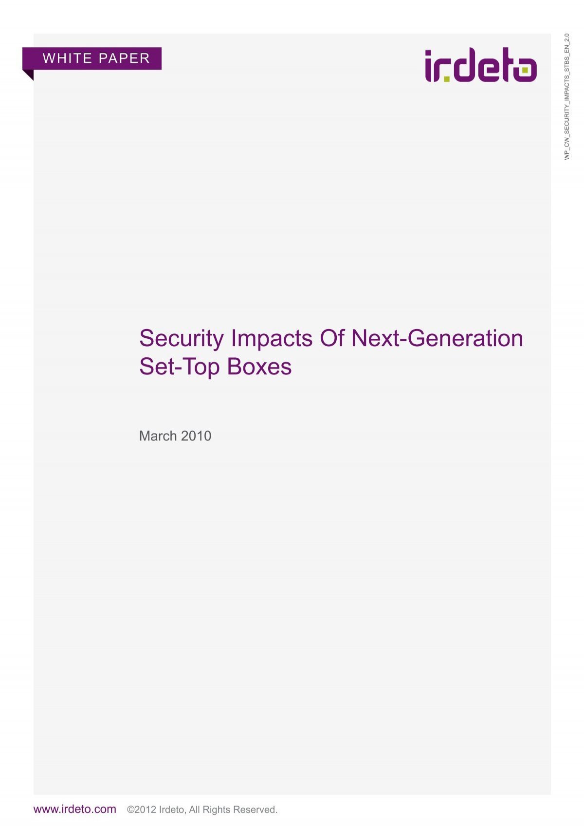 Security Impacts Of Next-Generation Set-Top Boxes - Irdeto