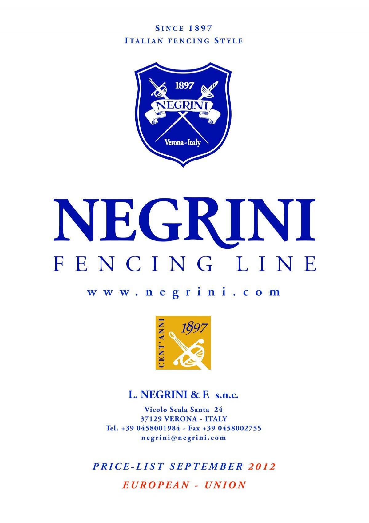 negrini's eu price list - Negrini Fencing Line