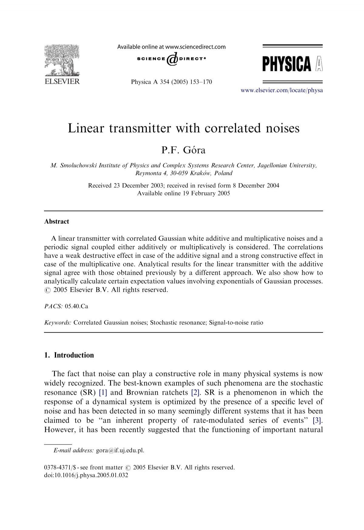 Linear Transmitter With Correlated Noises