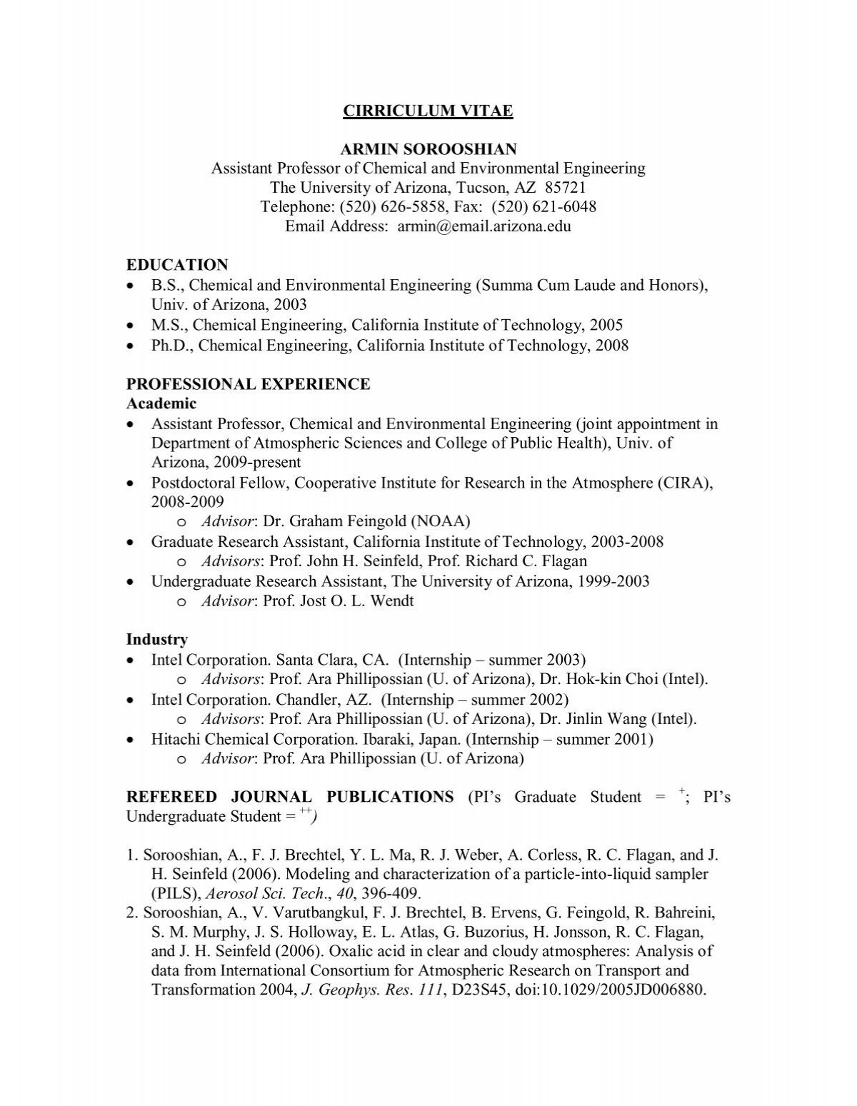 Cv Pdf Department Of Chemical And Environmental Engineering