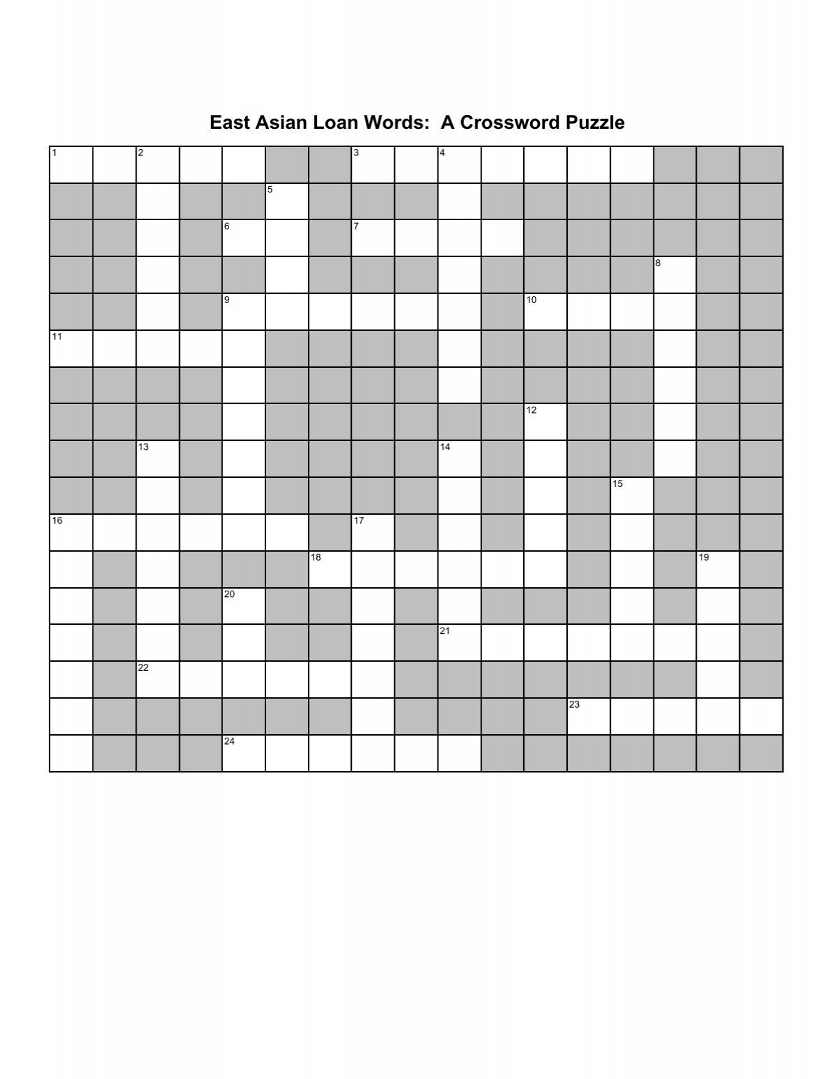 East Asian crossword puzzle