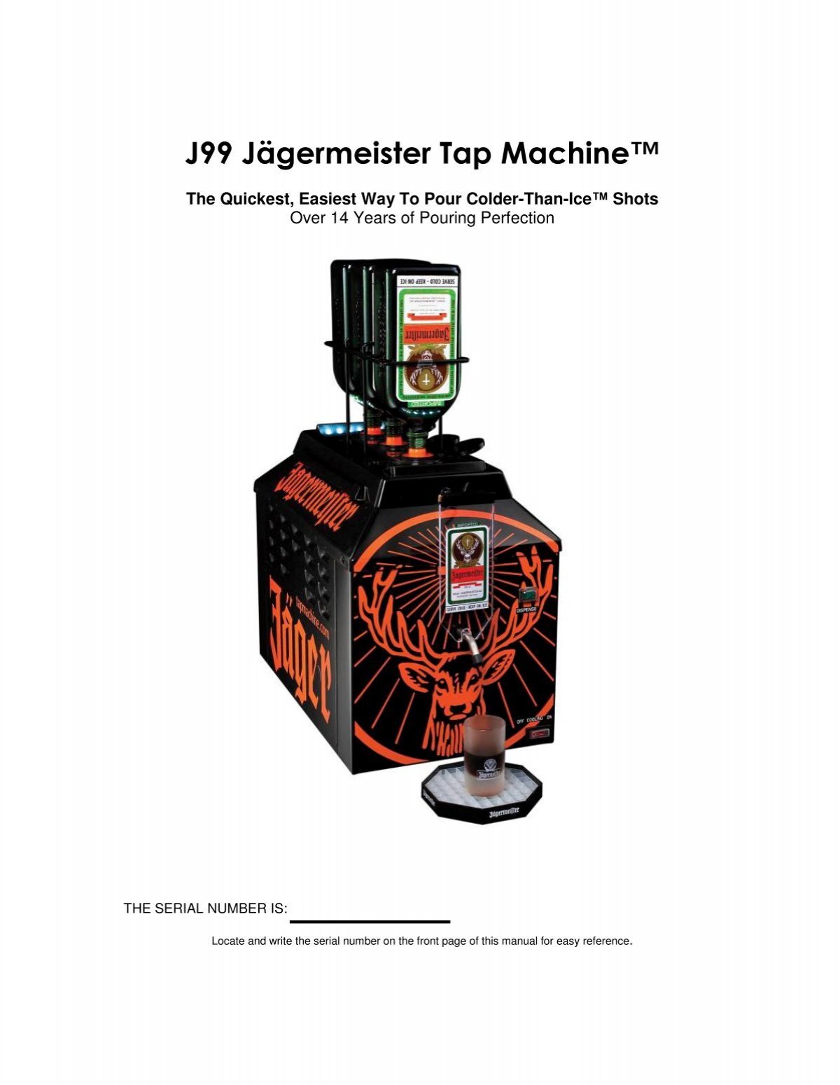 Jagermeister Tap Machine 3 Bottle Ice Cold Shots Model J99 - Tested &  Working 