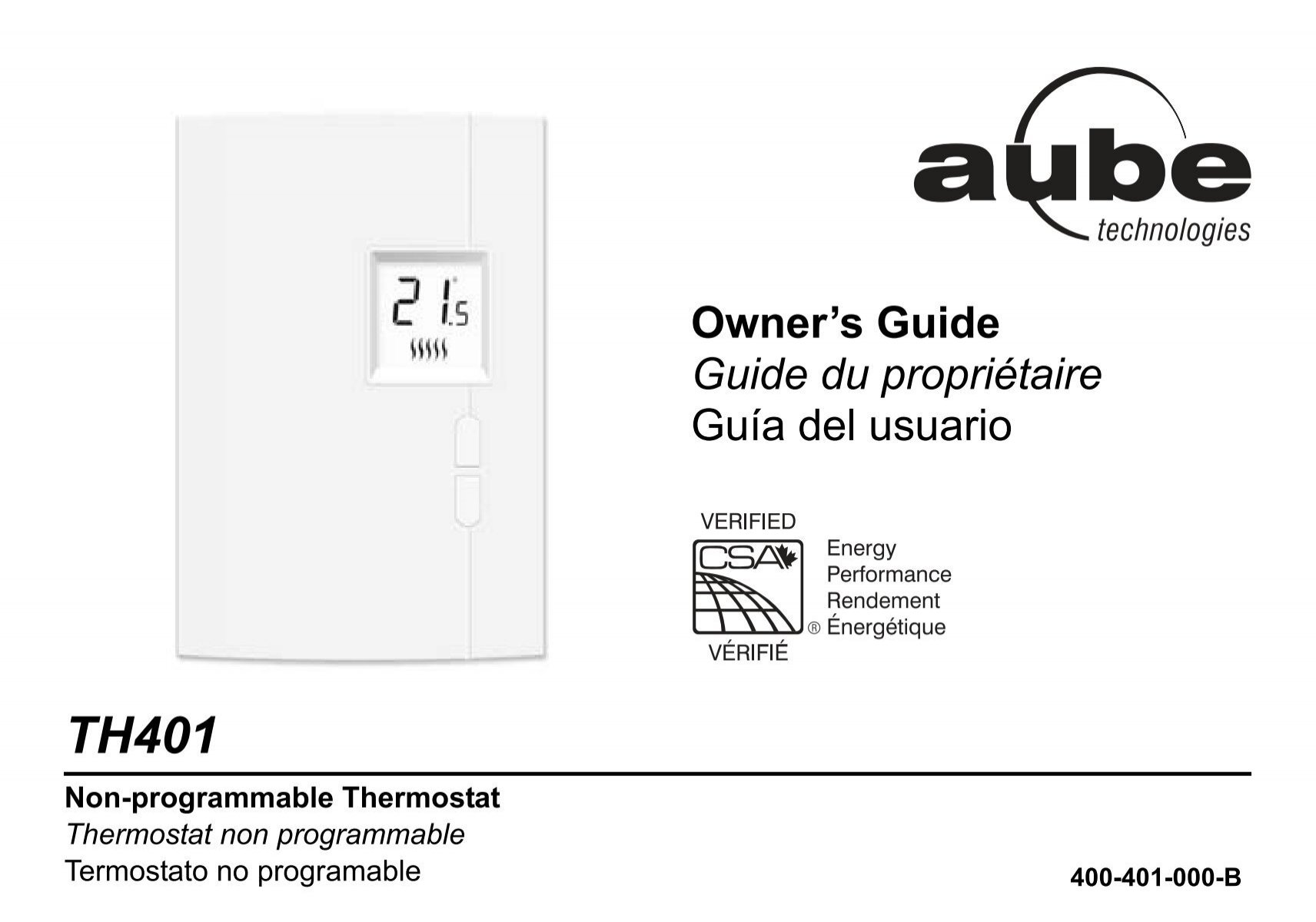 TH401 Honeywell / Aube Non-Programmable Wall Thermostat