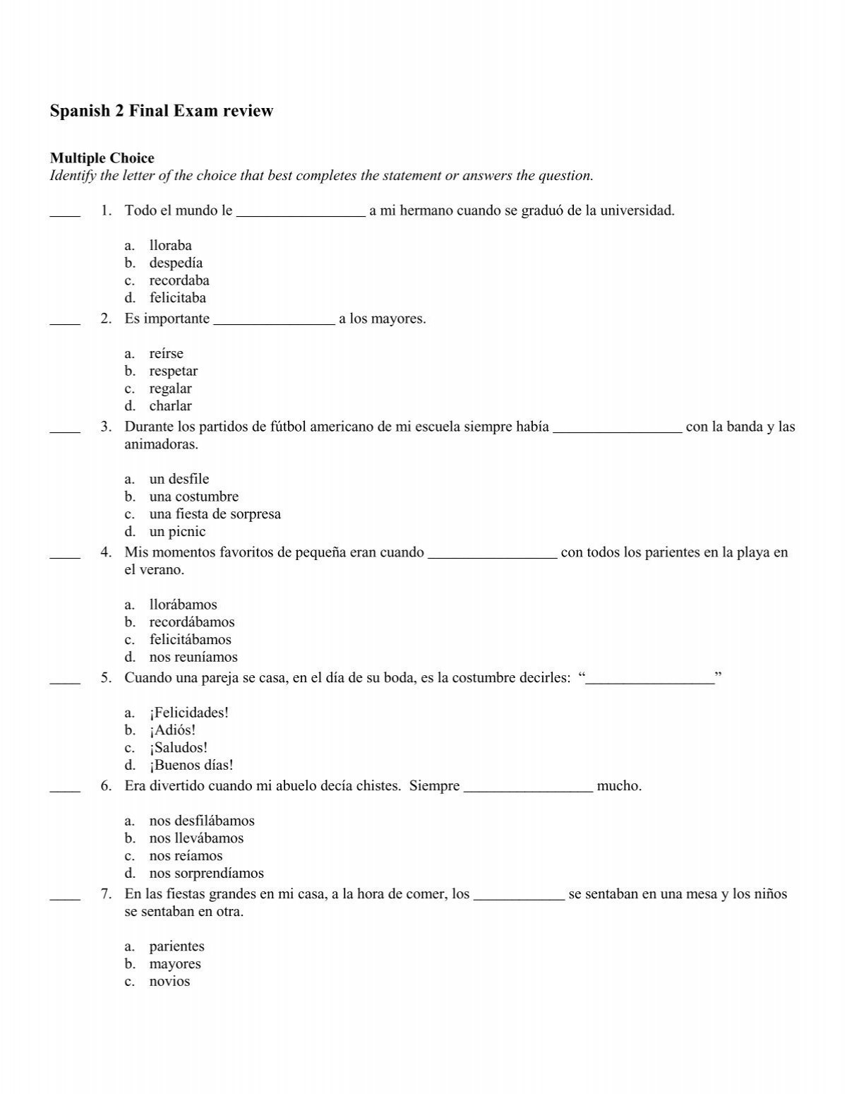 spanish-2-final-exam-review