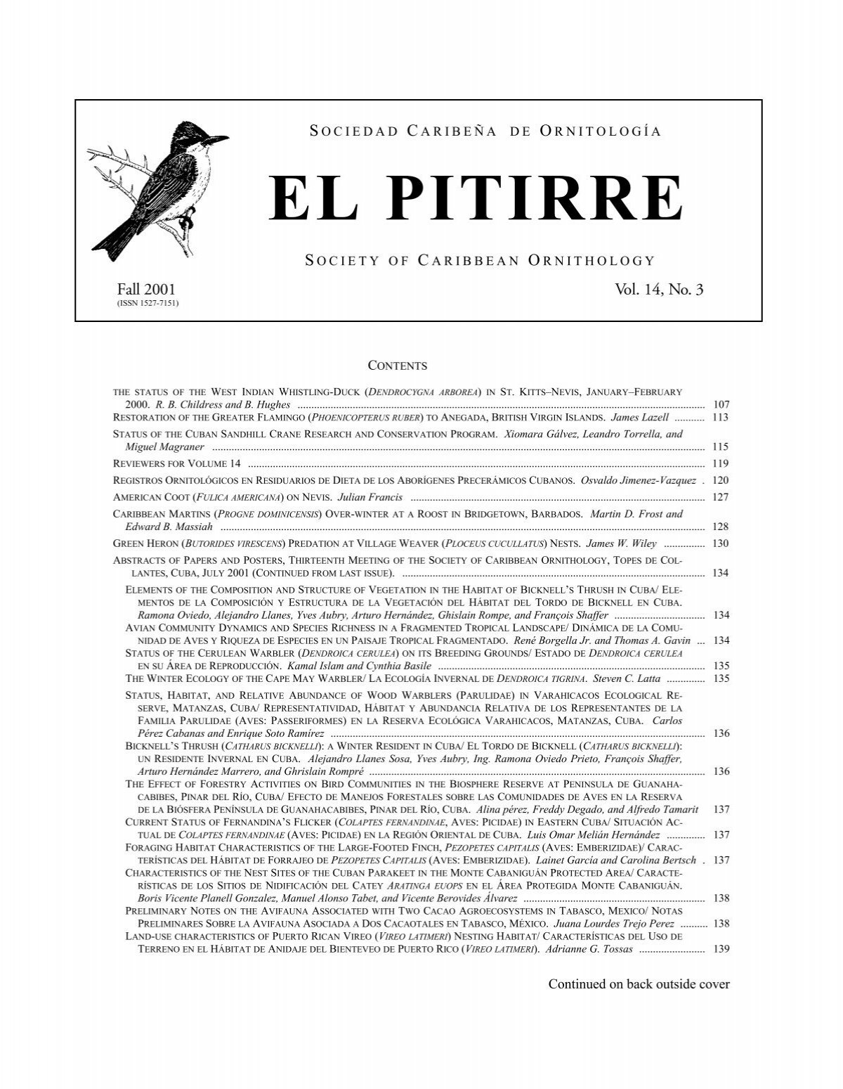 el pitirre - Society for the Conservation and Study of Caribbean Birds