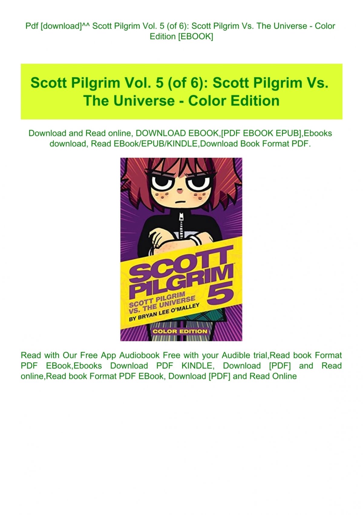 Pdf Download Scott Pilgrim Vol 5 Of 6 Scott Pilgrim Vs The