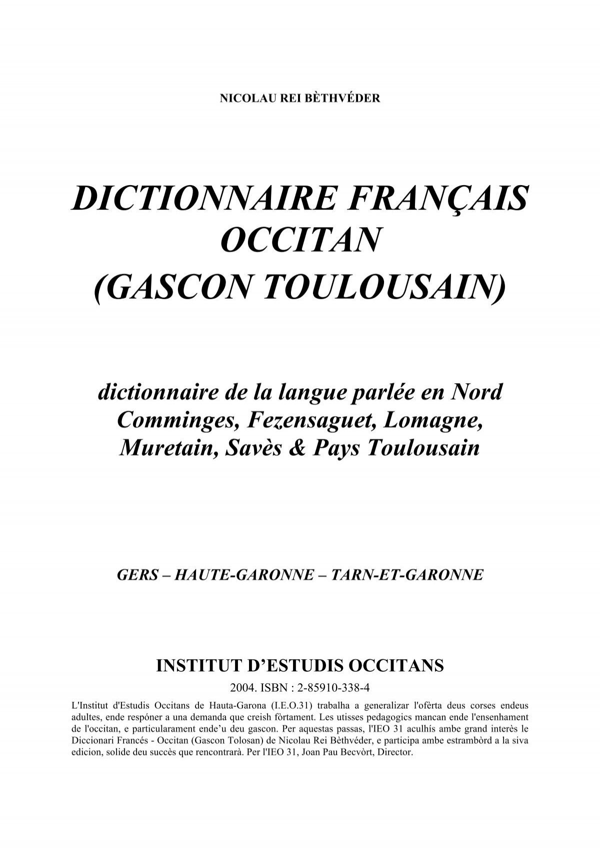 Dictionnaire Francais Occitan
