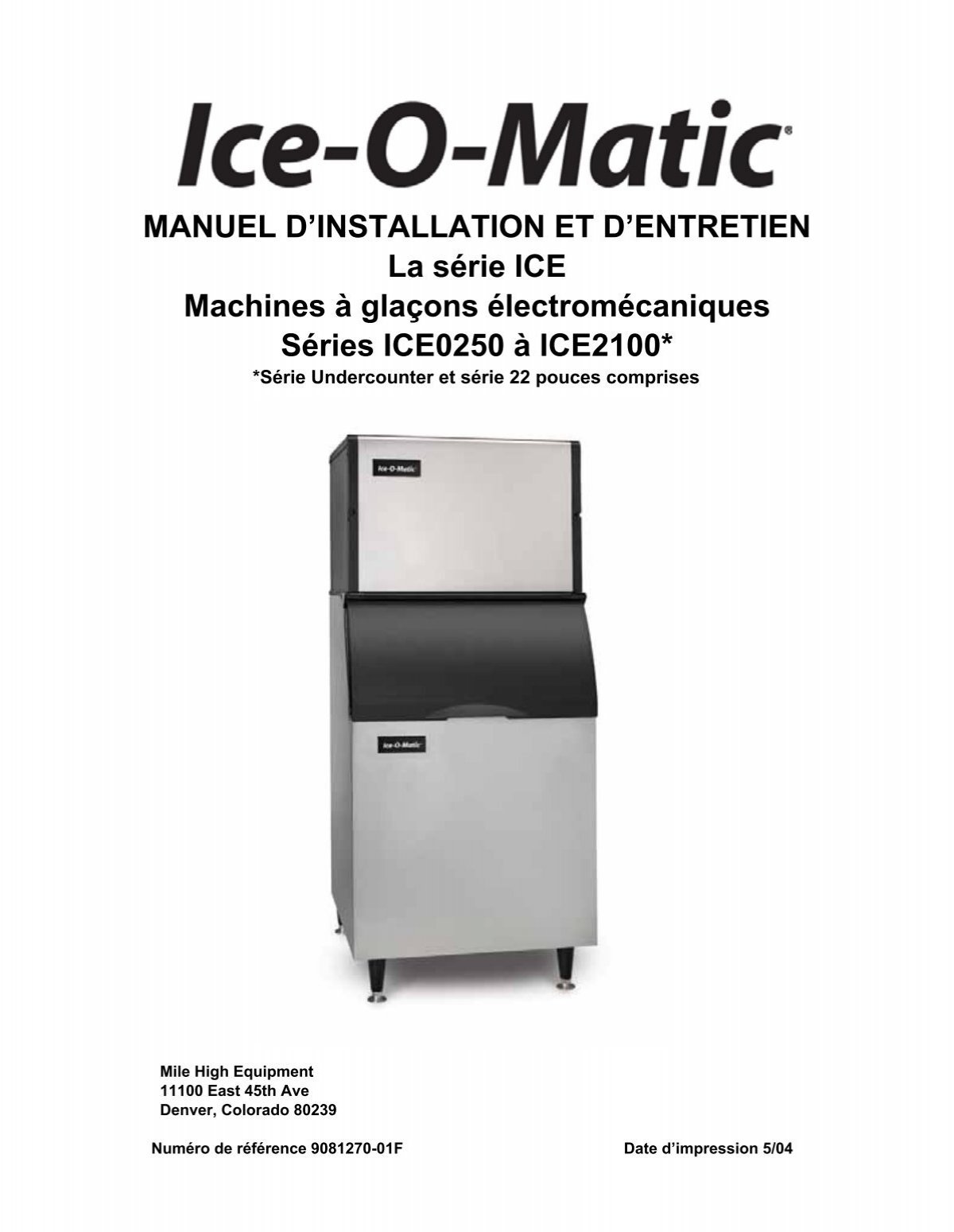 Machines à glaçons électromécaniques La série ICE ... - Ice-O-Matic