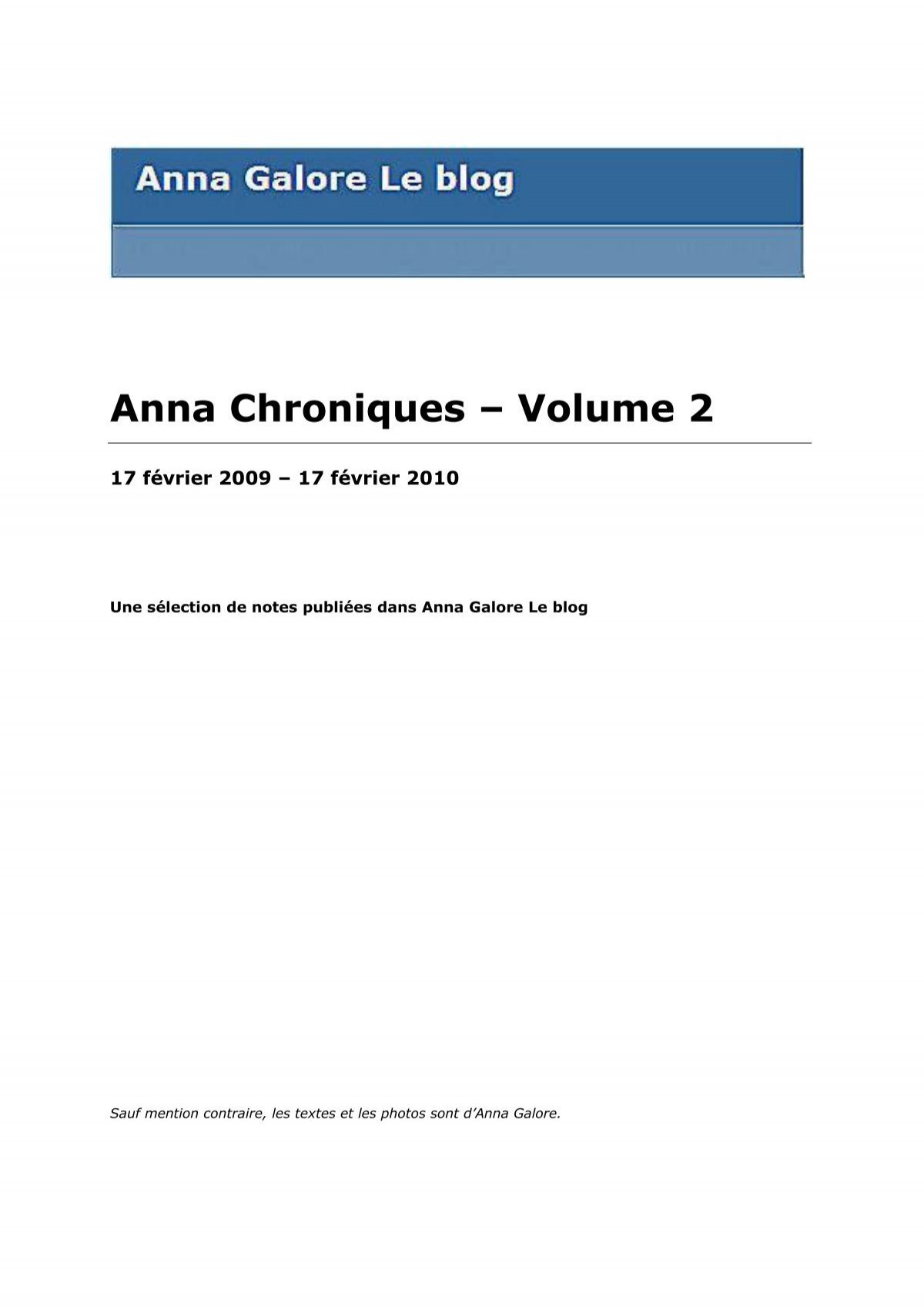 Anna Chroniques – Volume 2 - Anna Galore