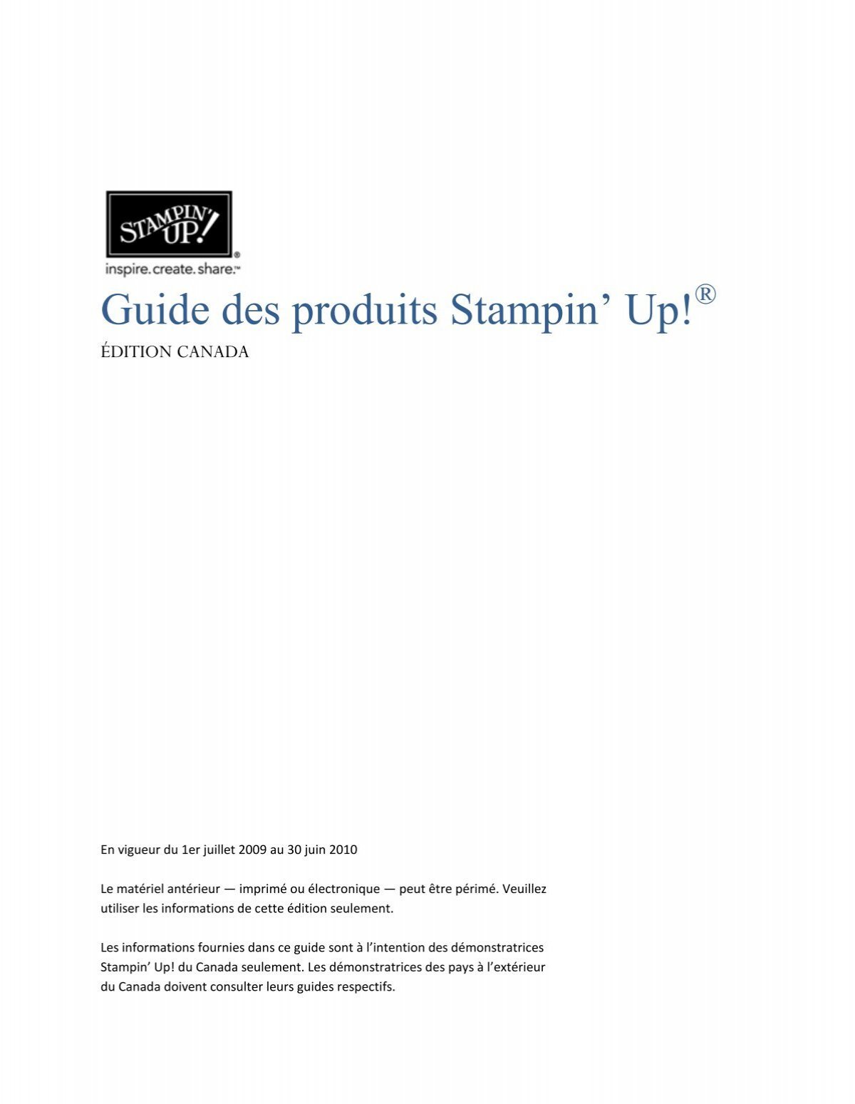 Guide des produits Stampin' Up!®