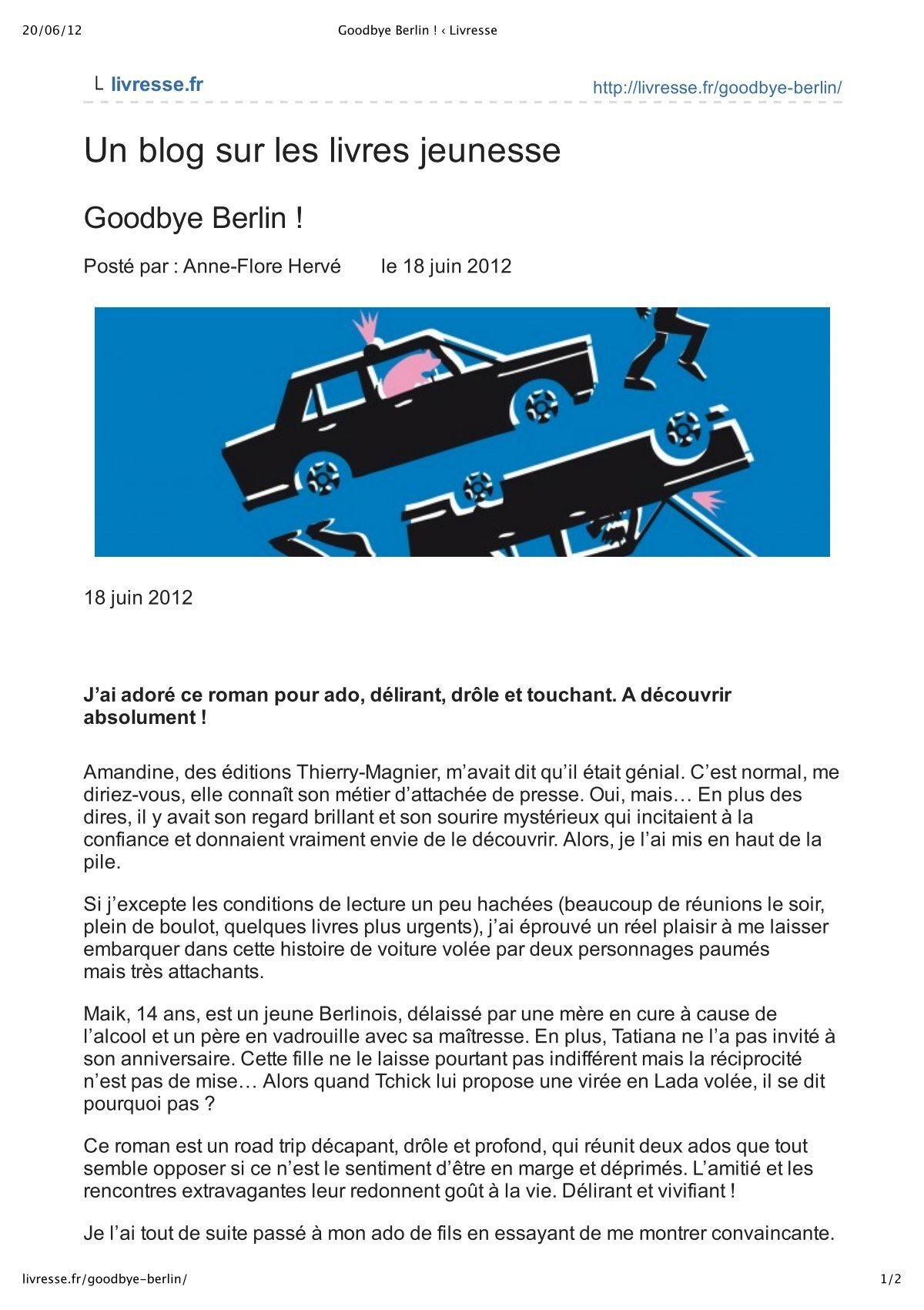 Goodbye Berlin Editions Thierry Magnier