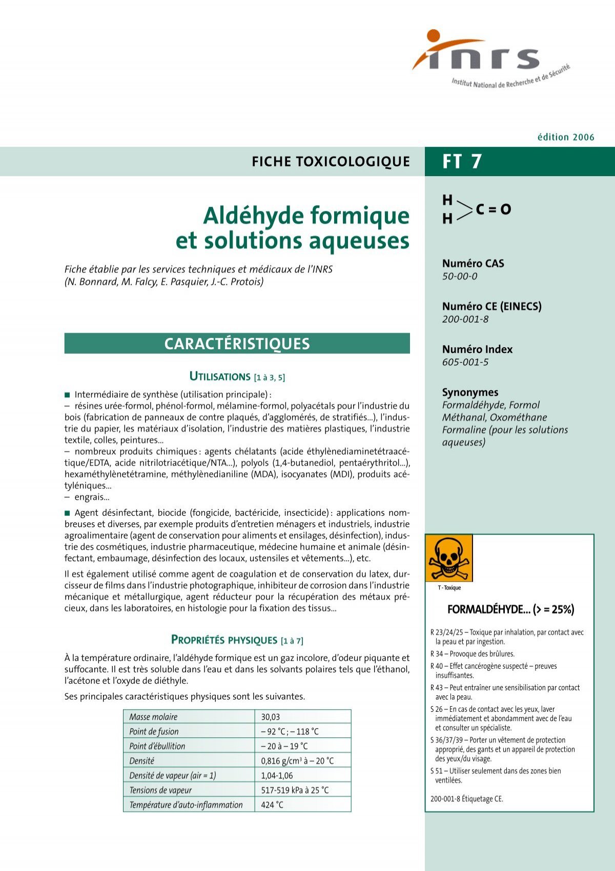formol-toxicologique.pdf - Sciences physiques et chimiques