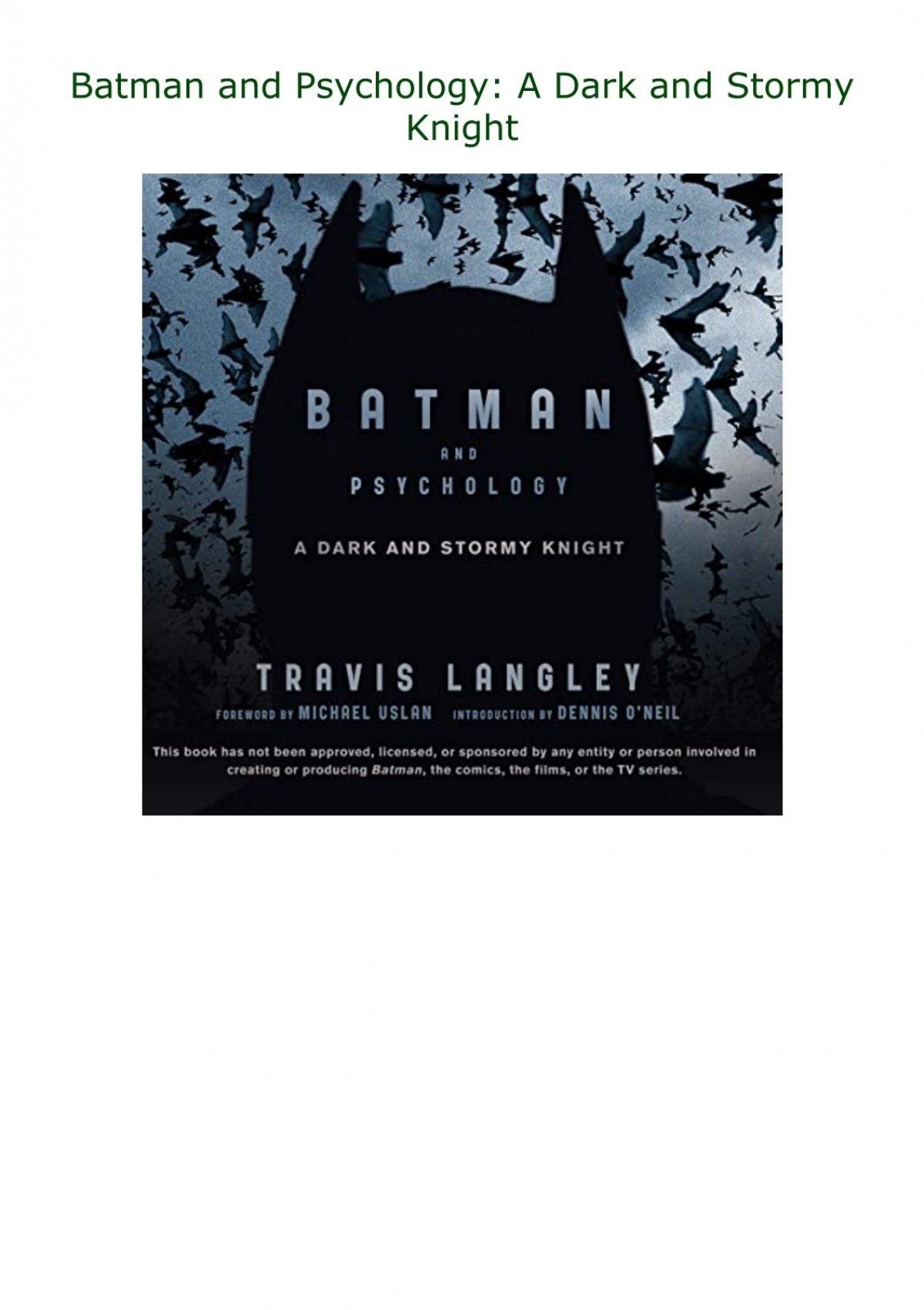 PDF) Batman and Psychology: A Dark and Stormy Knight