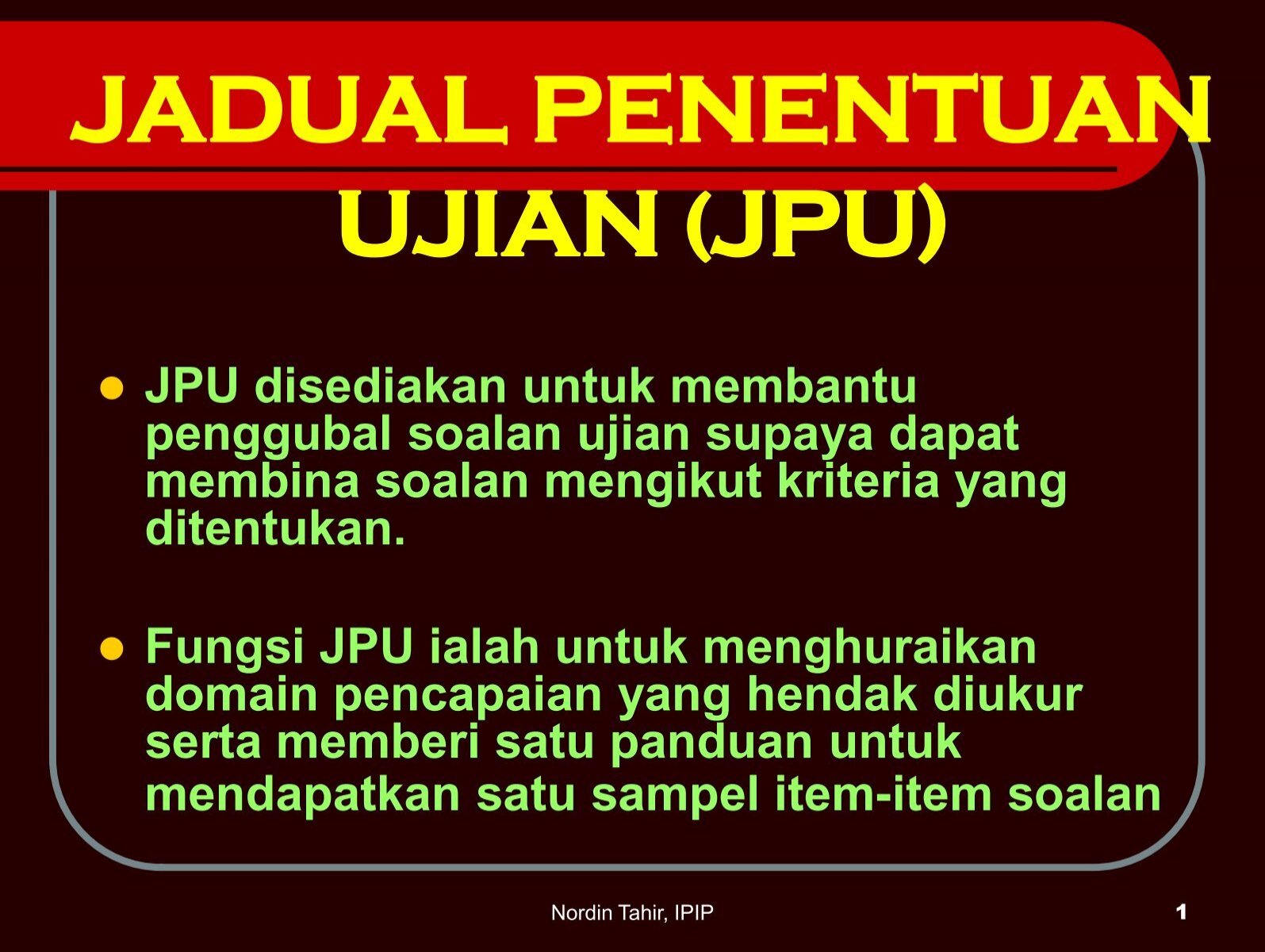 JADUAL PENENTUAN UJIAN (JPU) - Amaljaya.com
