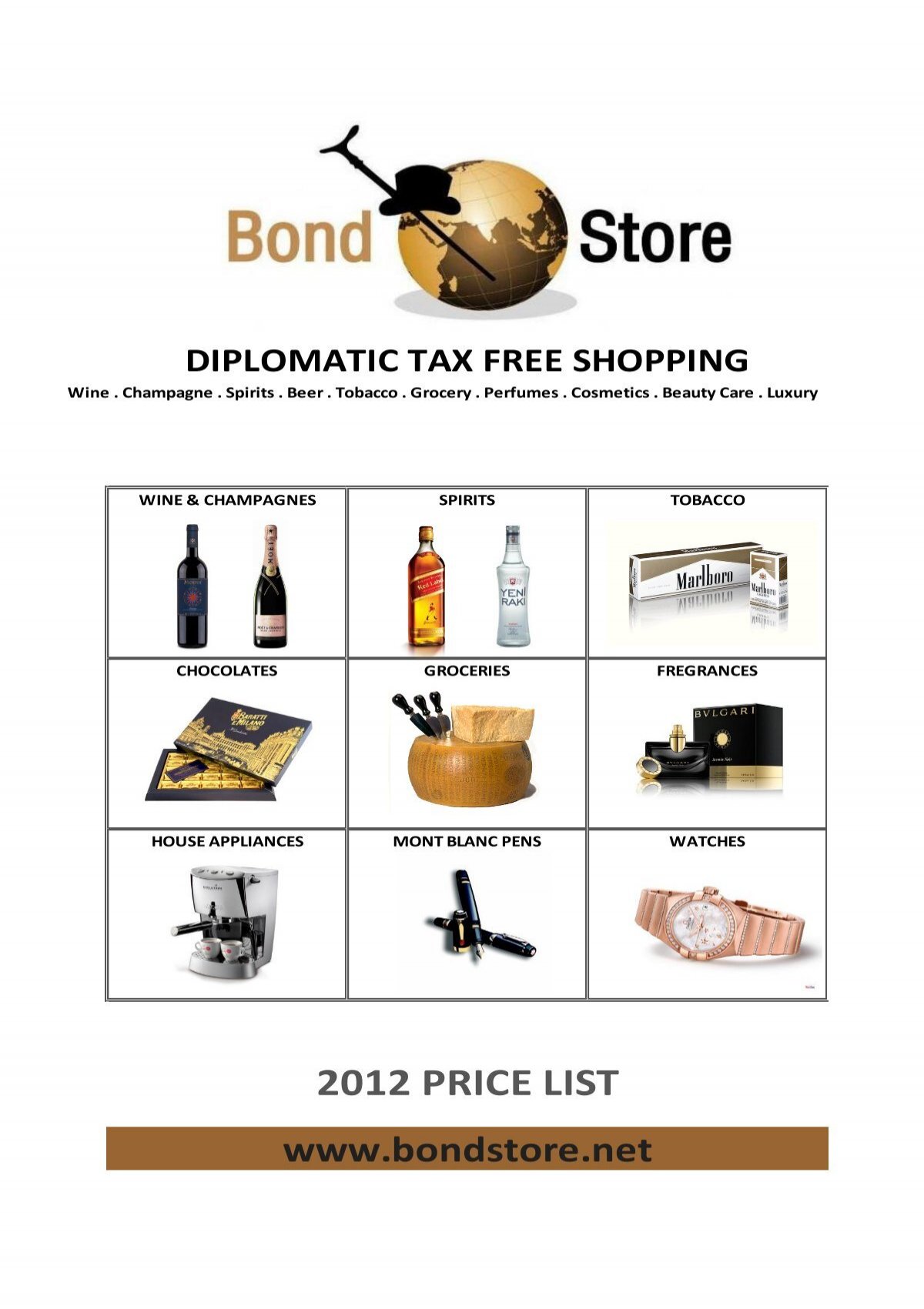 2012 PRICE LIST - bondstore.net