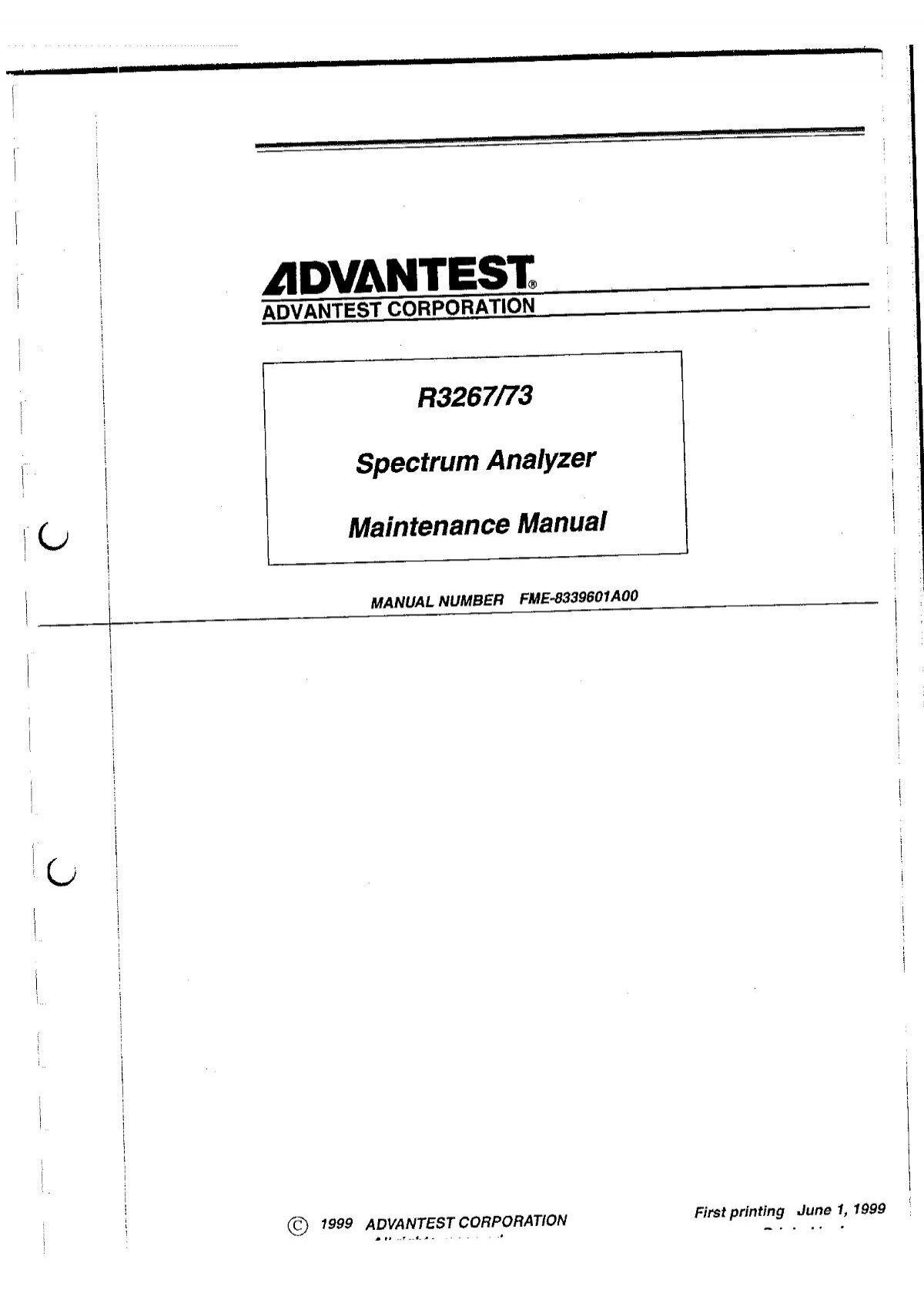 Advantest R3267 R3273 Spectrum Analyzer Service Manual